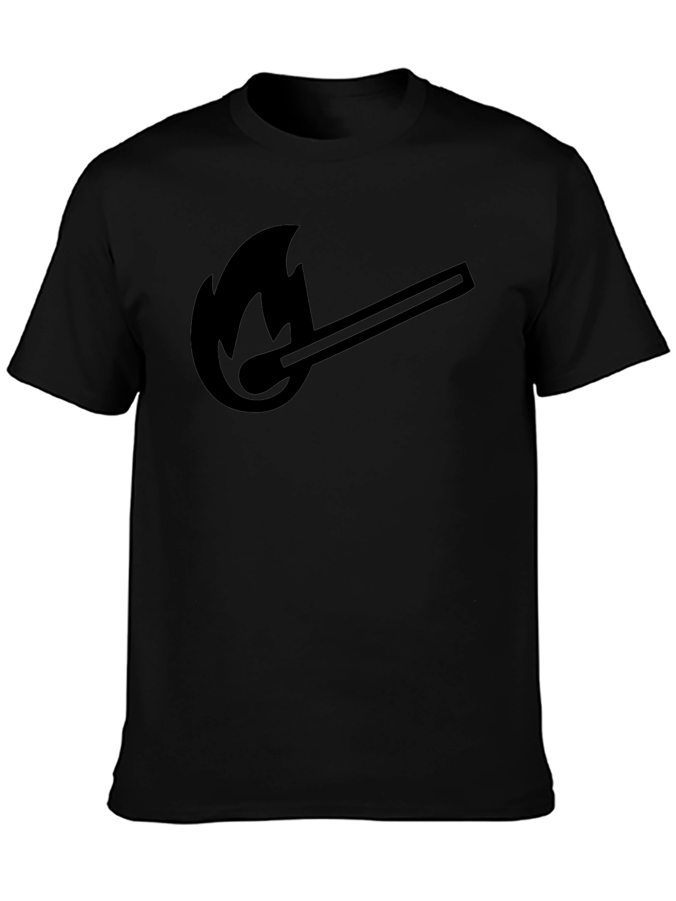 Burning Match Graphic T-Shirt - Solid Black Tee