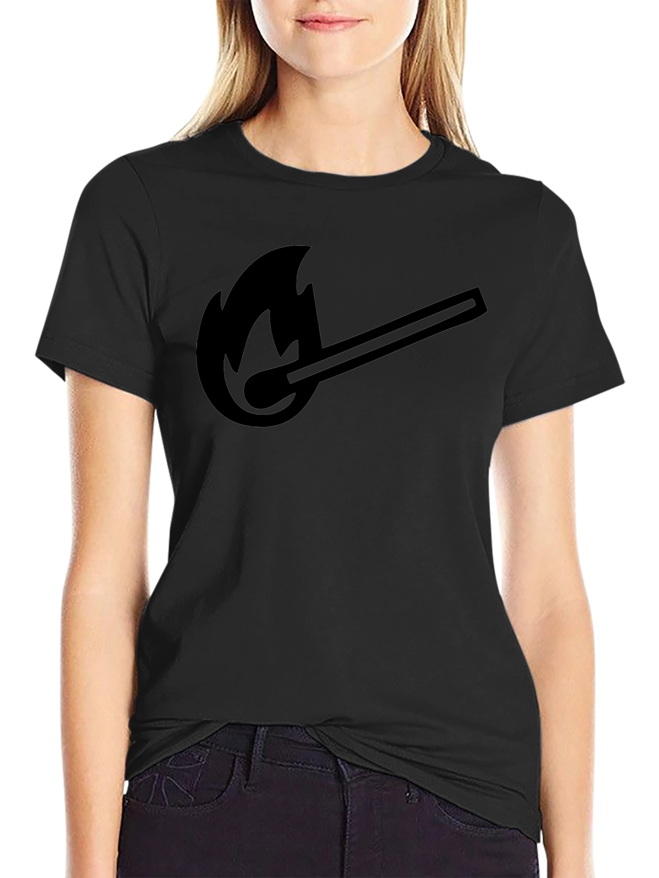 Burning Match Graphic T-Shirt - Solid Black Tee