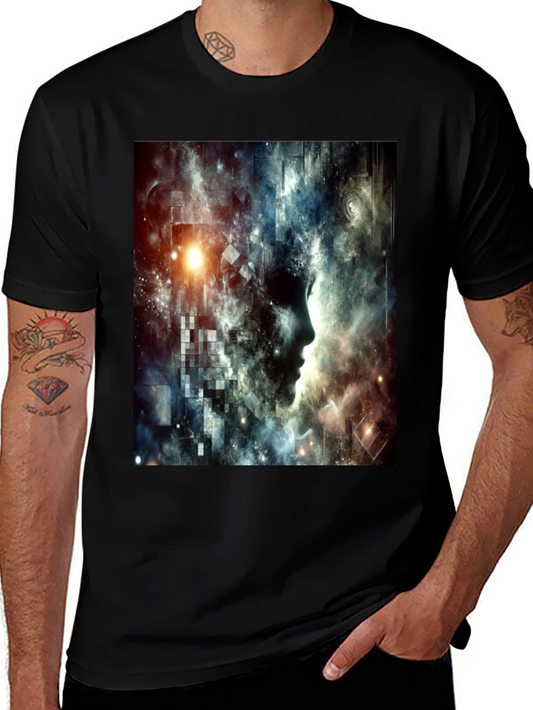 Abstract Mindscape Graphic Tee - Black Cotton Blend
