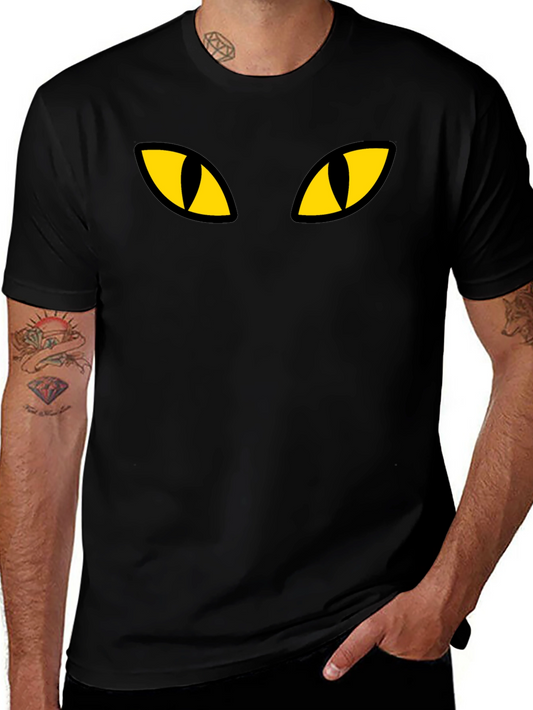 Black Cat Eyes Graphic Tee - Mens Casual T-Shirt