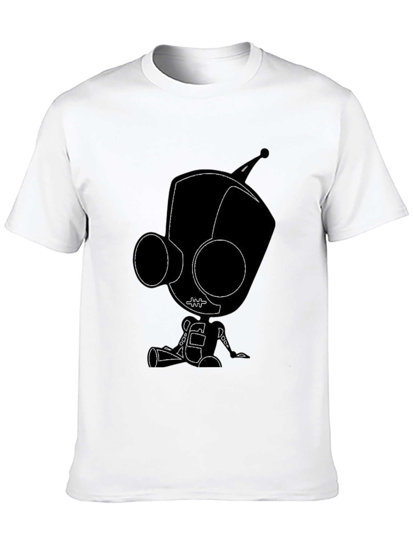Black Cartoon Robot Graphic Tee