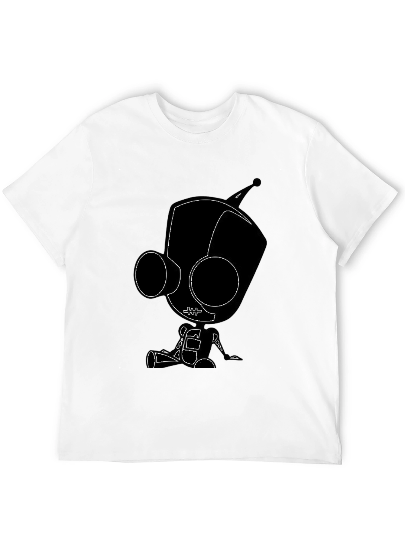 Black Cartoon Robot Graphic Tee