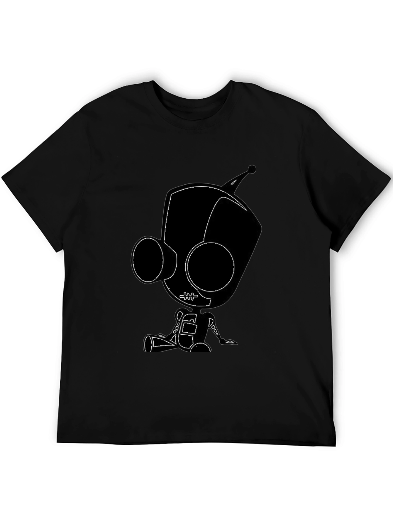 Black Cartoon Robot Graphic Tee
