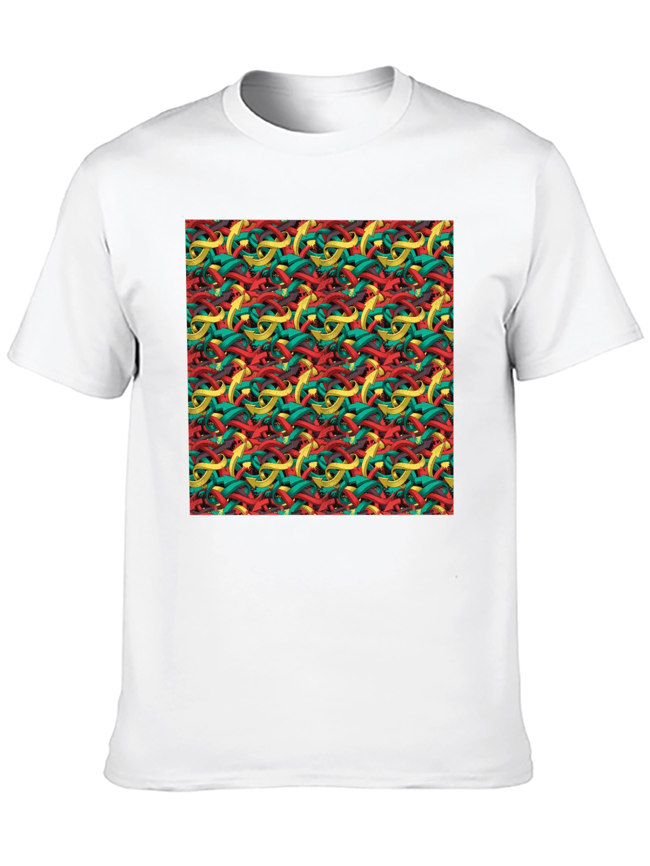 Abstract Ribbon Pattern Mens Black T-Shirt