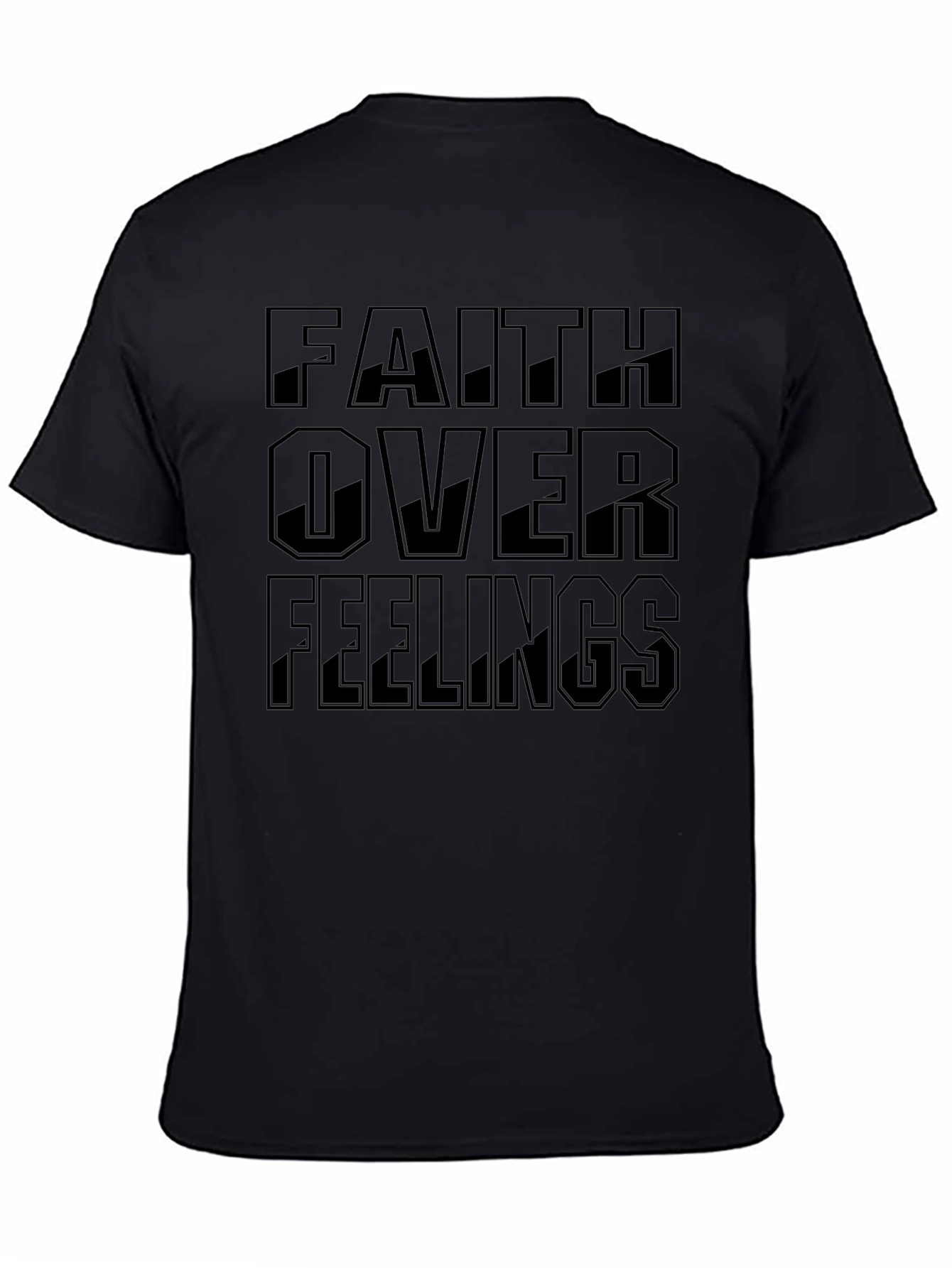 Faith Over Feelings Graphic T-Shirt - Black