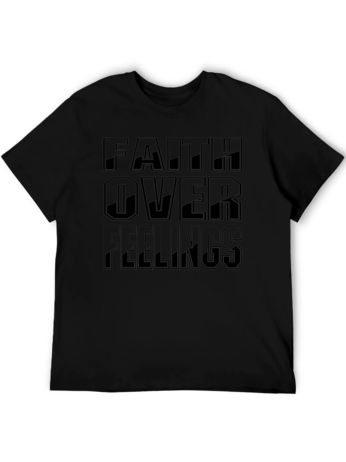 Faith Over Feelings Graphic T-Shirt - Black