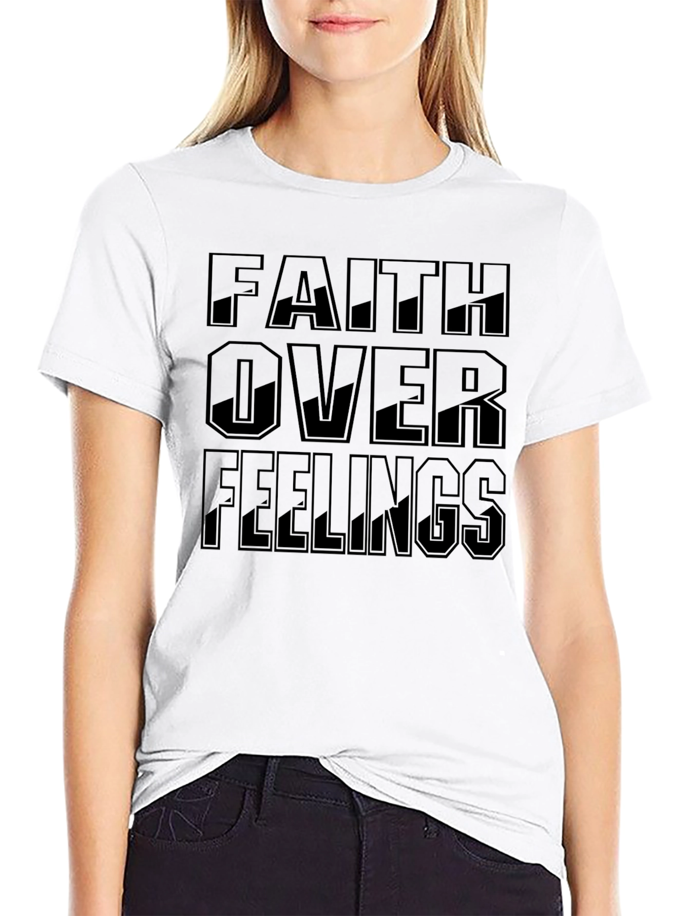 Faith Over Feelings Graphic T-Shirt - Black