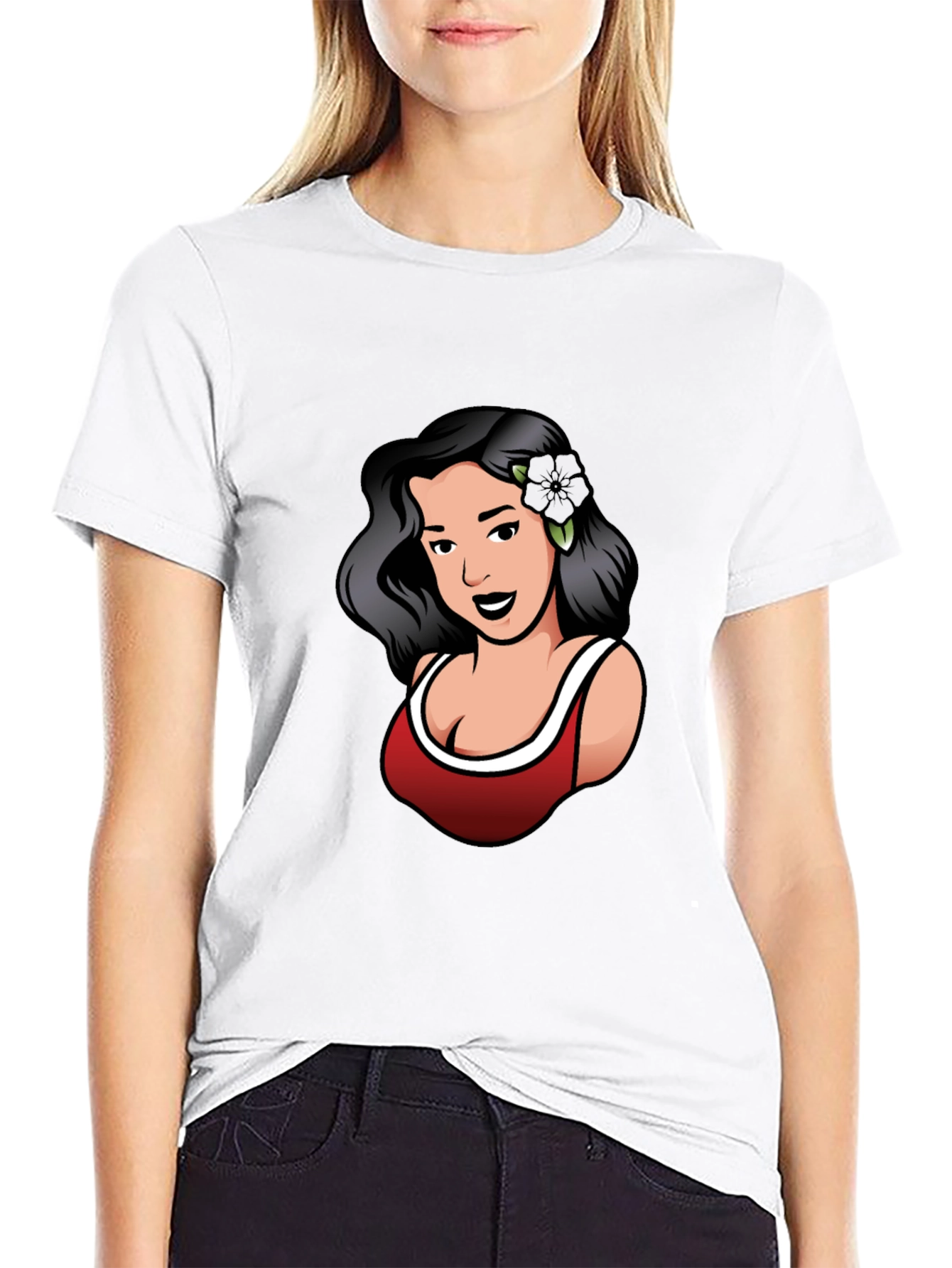 Retro Woman Graphic Tee - Black