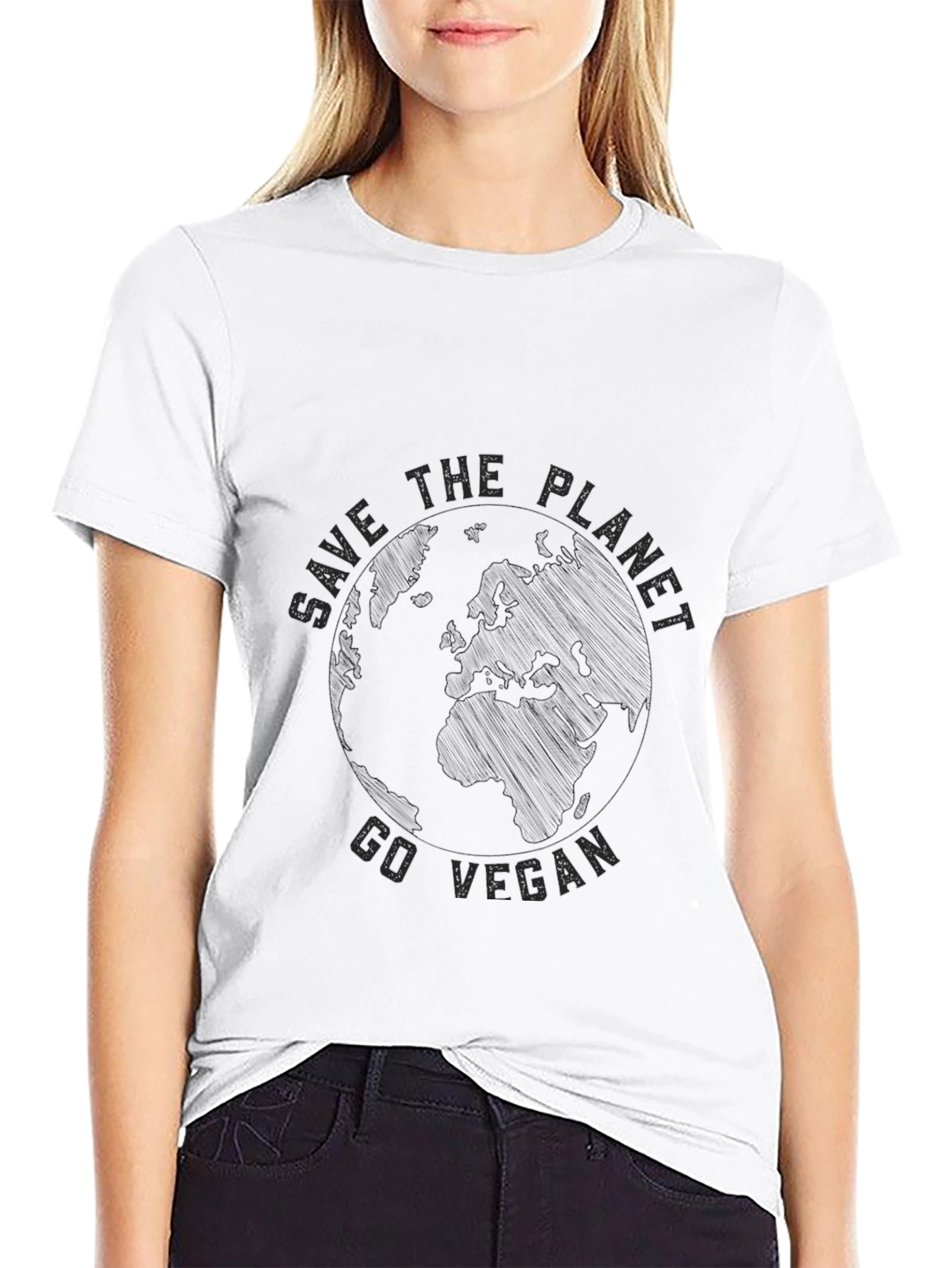 Save the Planet Go Vegan Black T-Shirt