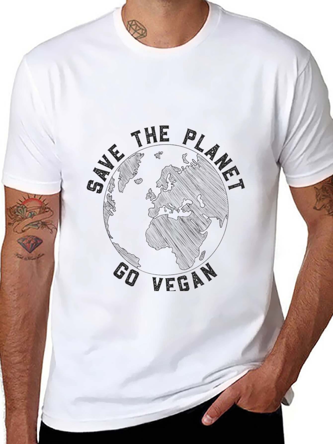 Save the Planet Go Vegan Black T-Shirt
