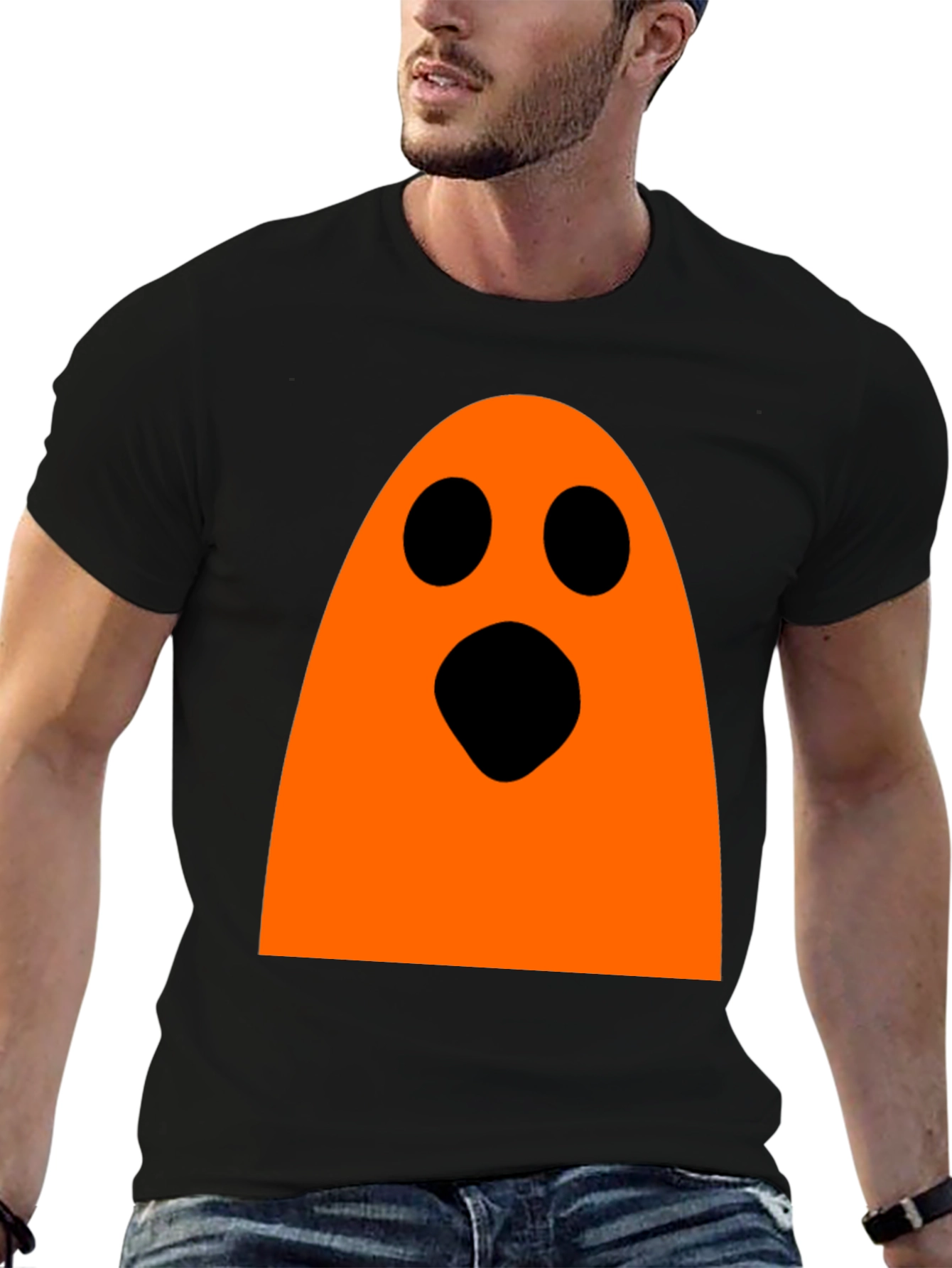 Halloween Ghost Graphic Tee - Black