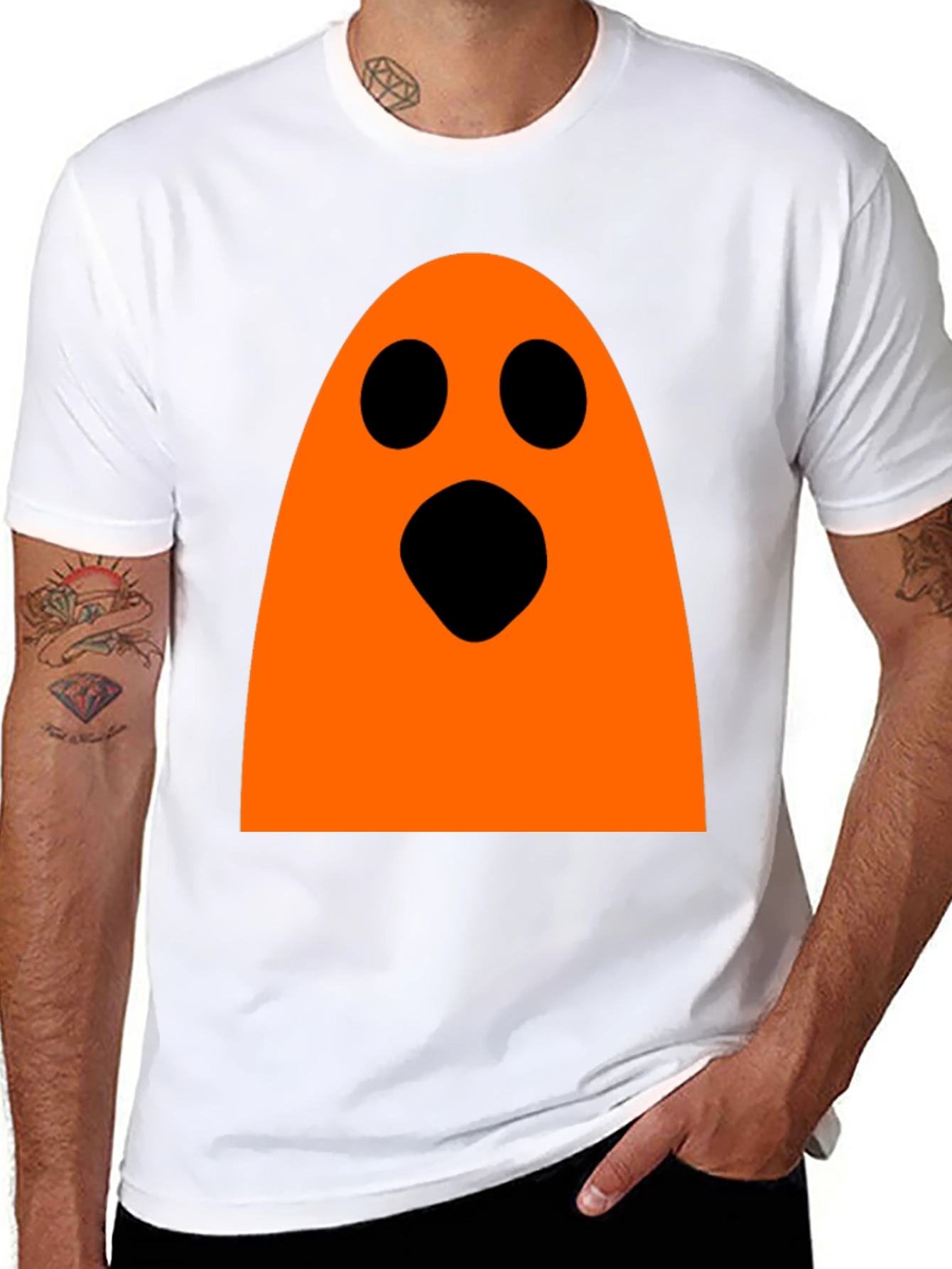Halloween Ghost Graphic Tee - Black