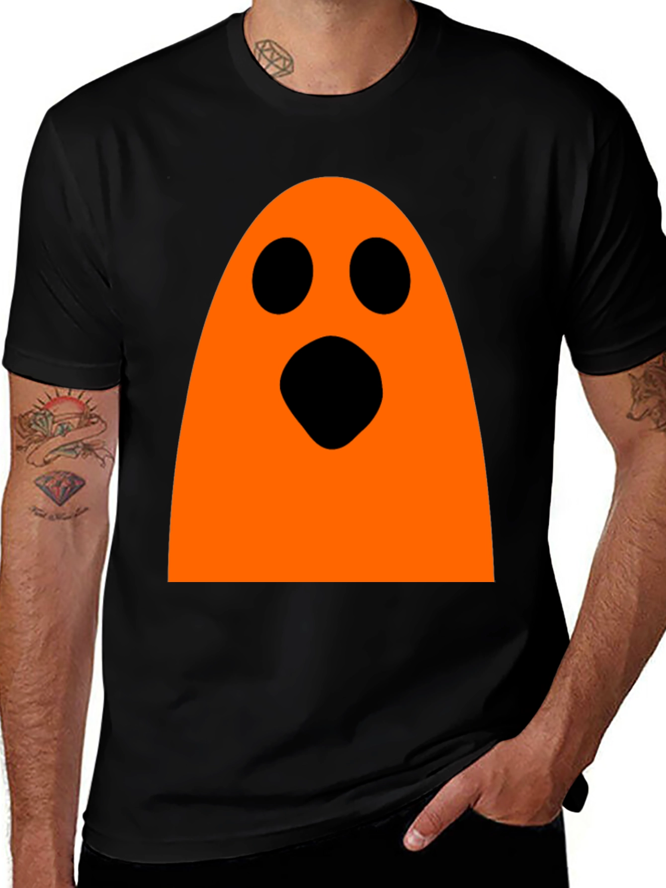Halloween Ghost Graphic Tee - Black