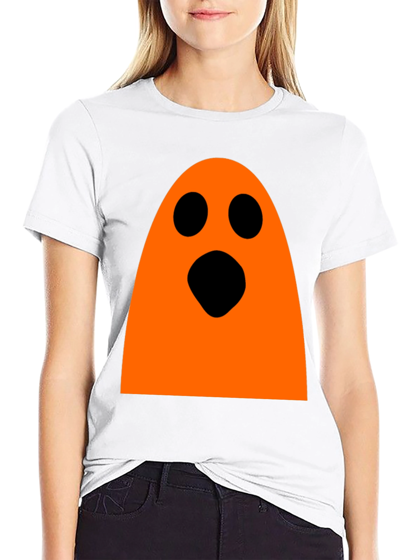 Halloween Ghost Graphic Tee - Black