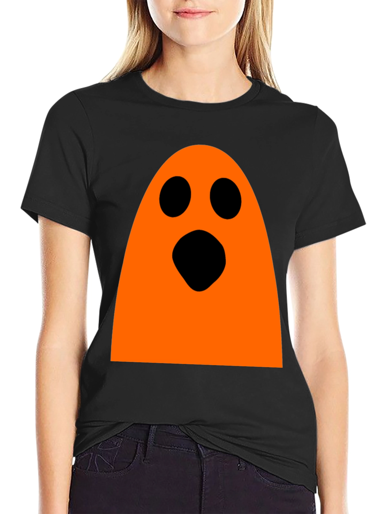 Halloween Ghost Graphic Tee - Black
