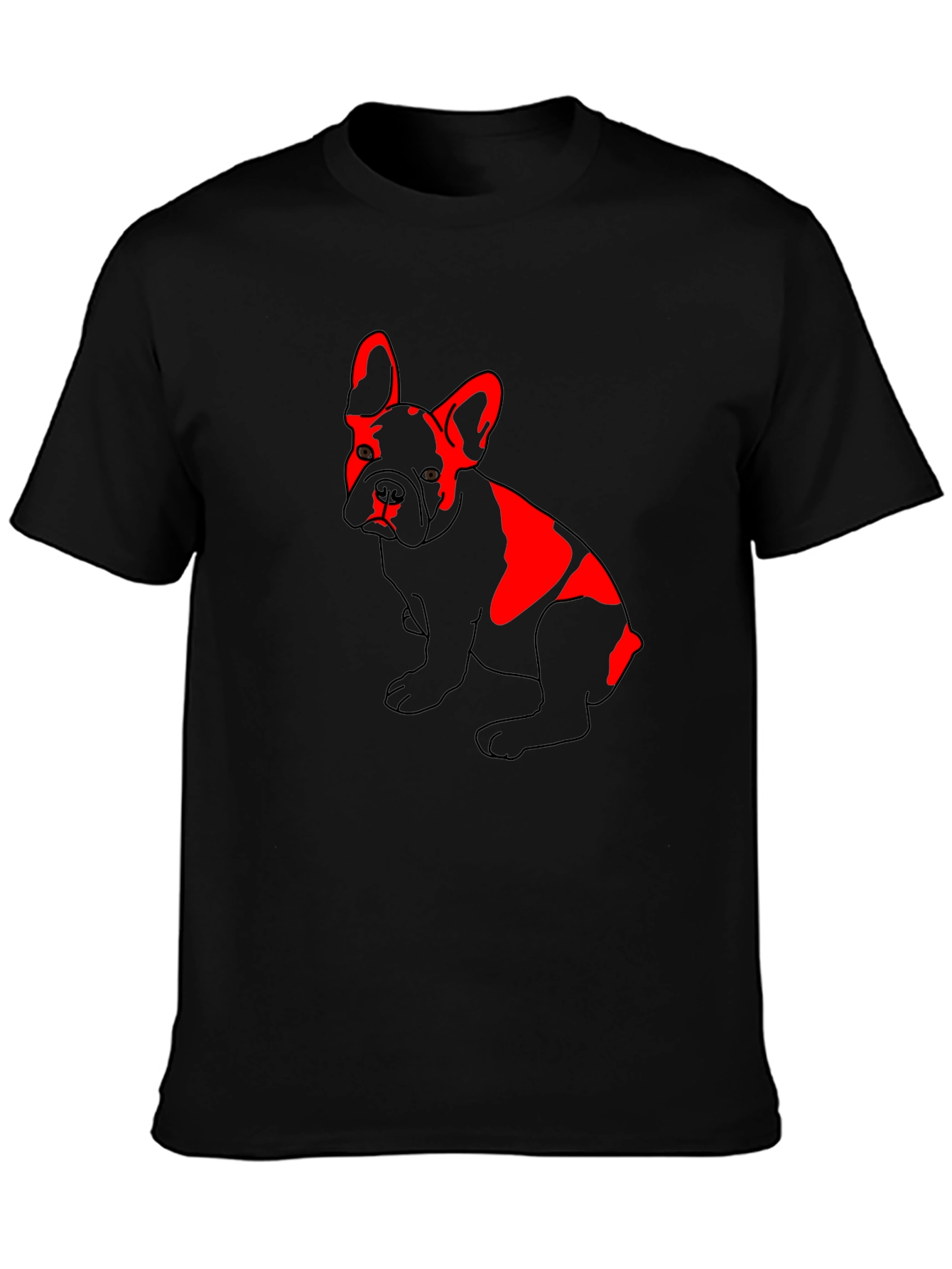 Red French Bulldog Graphic Black T-Shirt