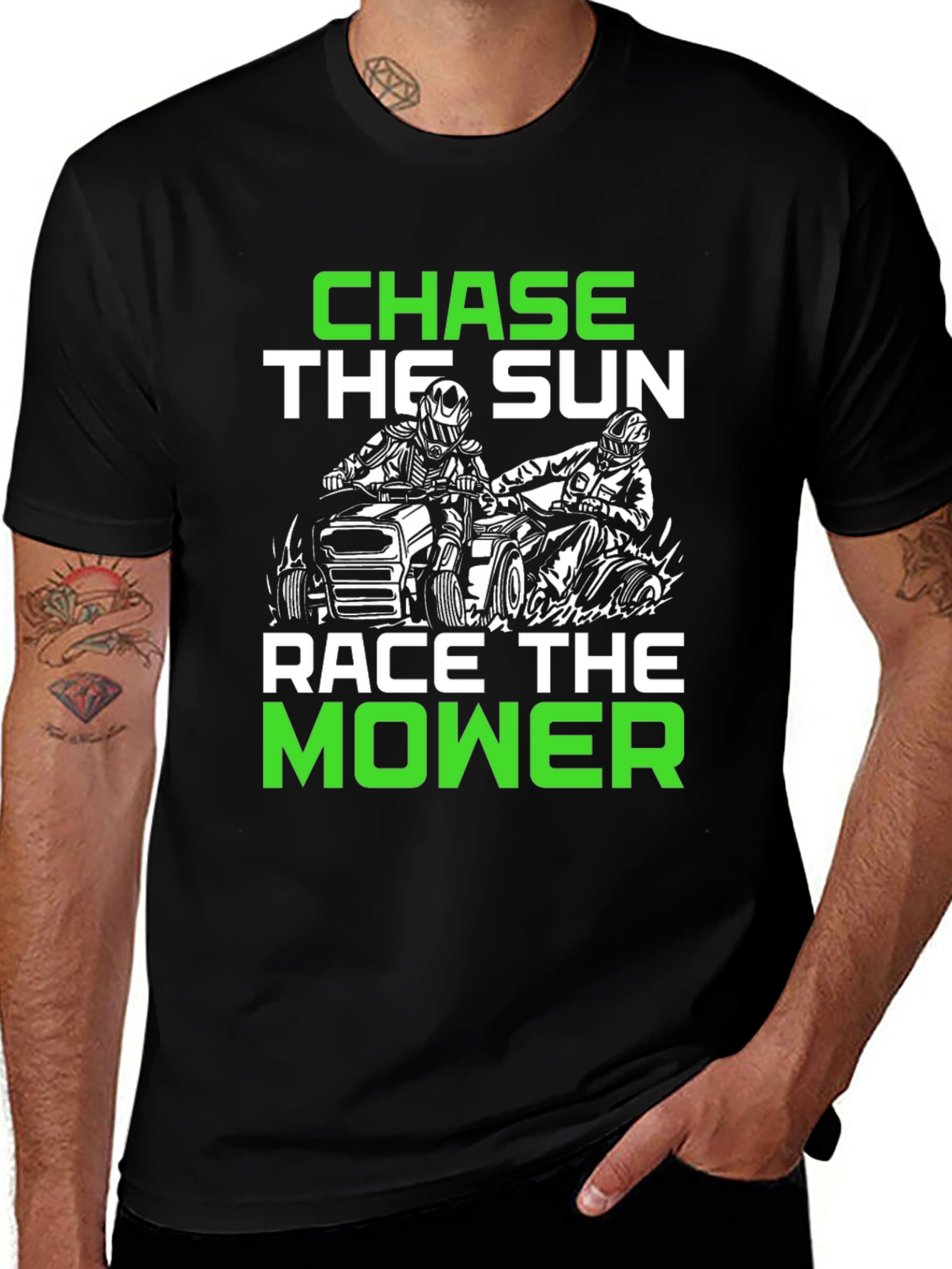 Chase the Sun Race the Mower Black T-Shirt