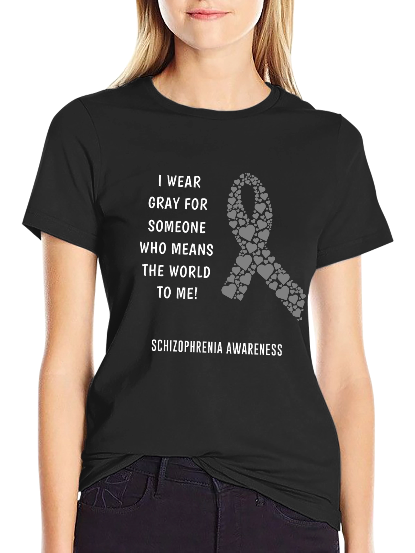 Schizophrenia Awareness Gray Ribbon T-Shirt