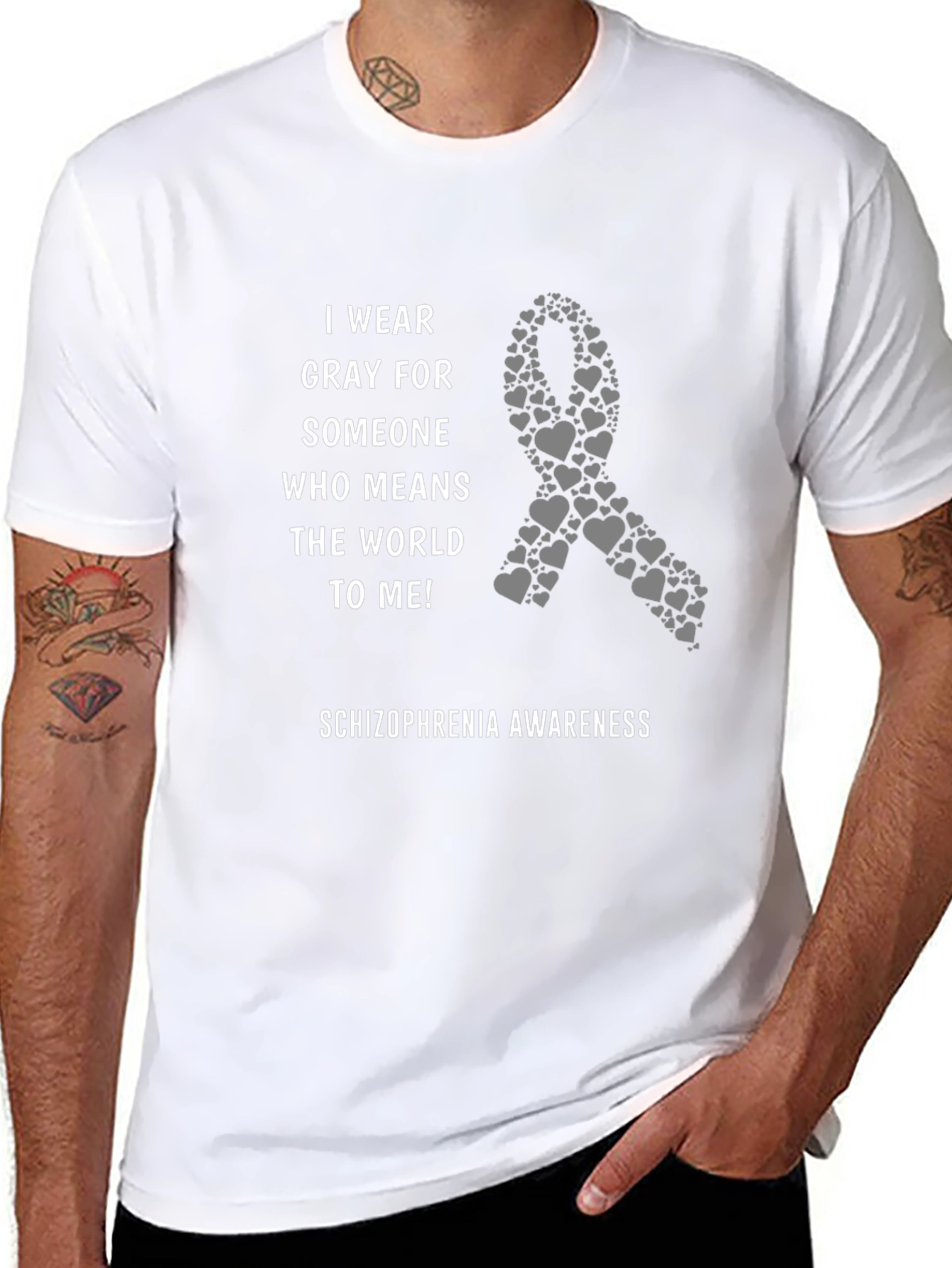 Schizophrenia Awareness Gray Ribbon T-Shirt