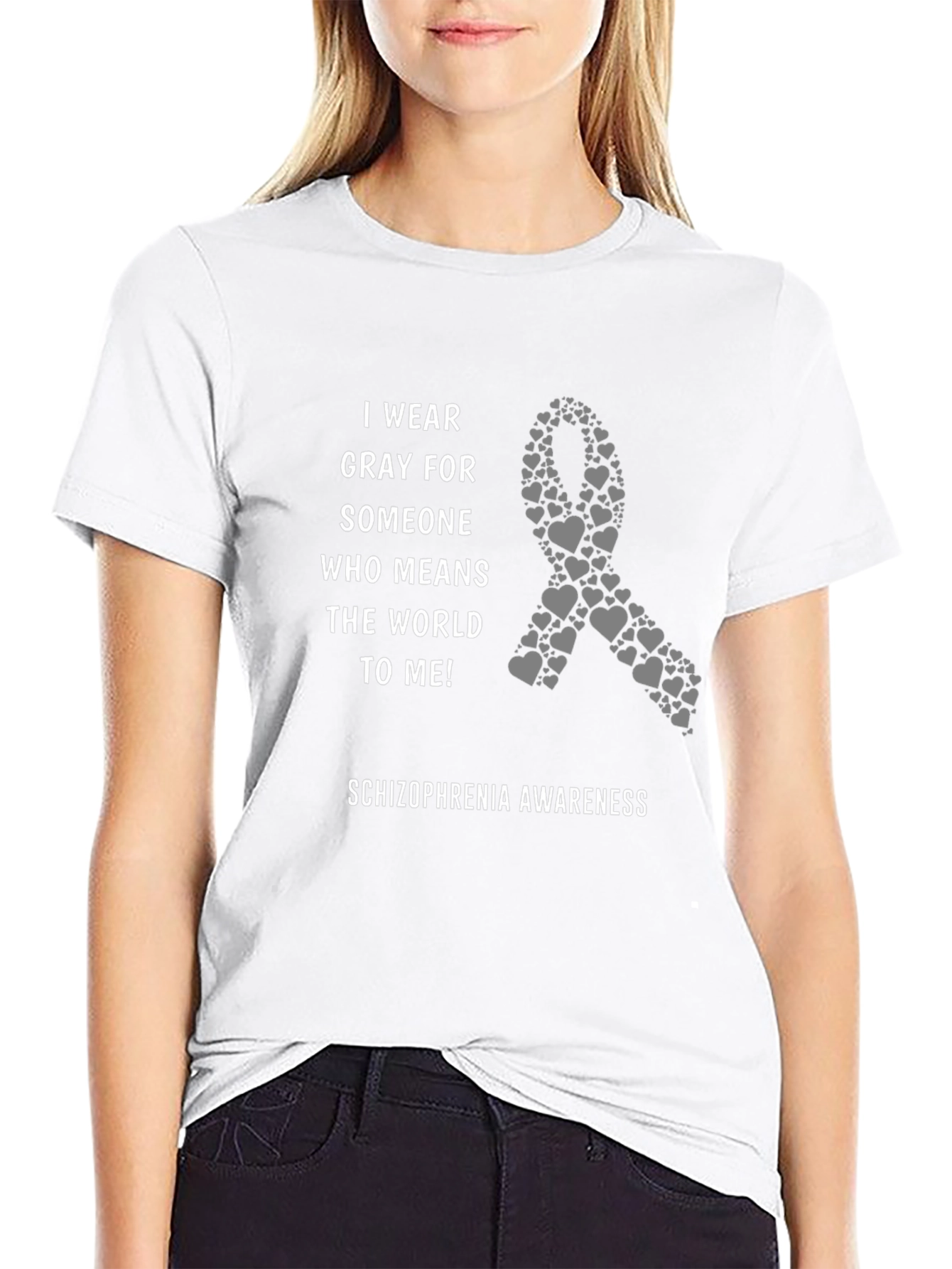 Schizophrenia Awareness Gray Ribbon T-Shirt