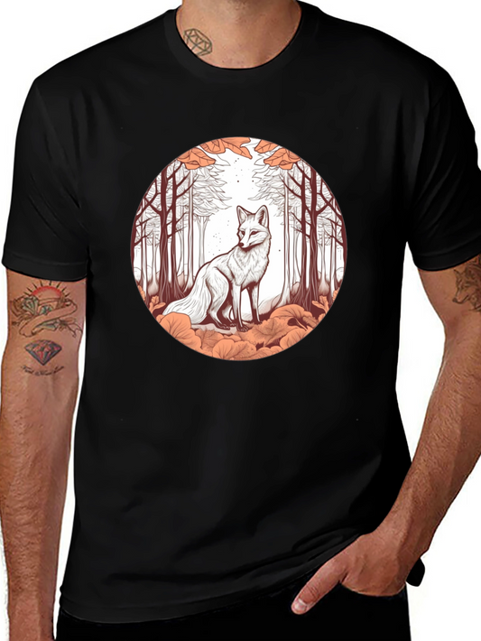 Fox in Forest Graphic Tee - Unique Art T-Shirt