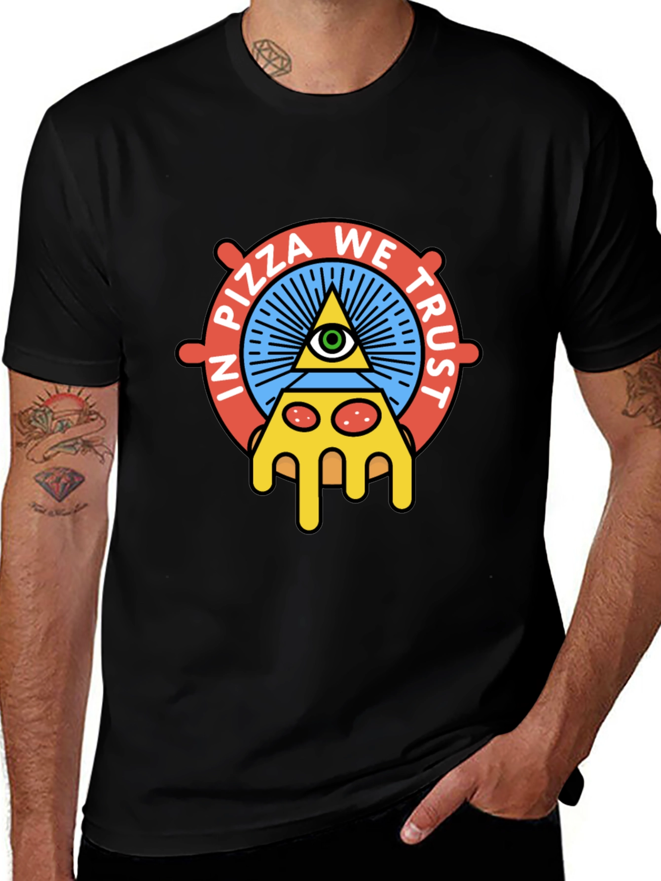 Pizza We Trust Graphic T-Shirt - Black Cotton Tee