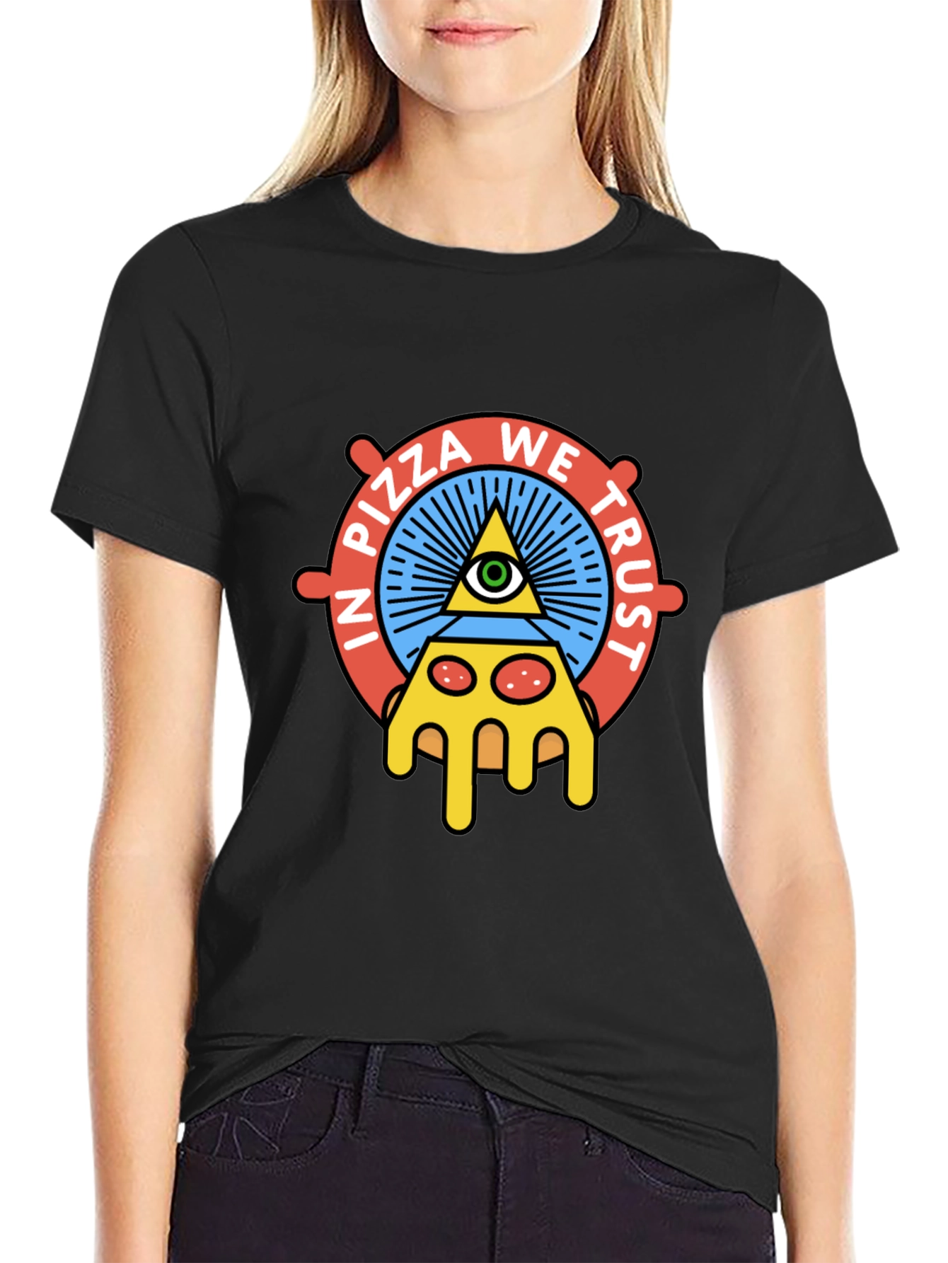 Pizza We Trust Graphic T-Shirt - Black Cotton Tee