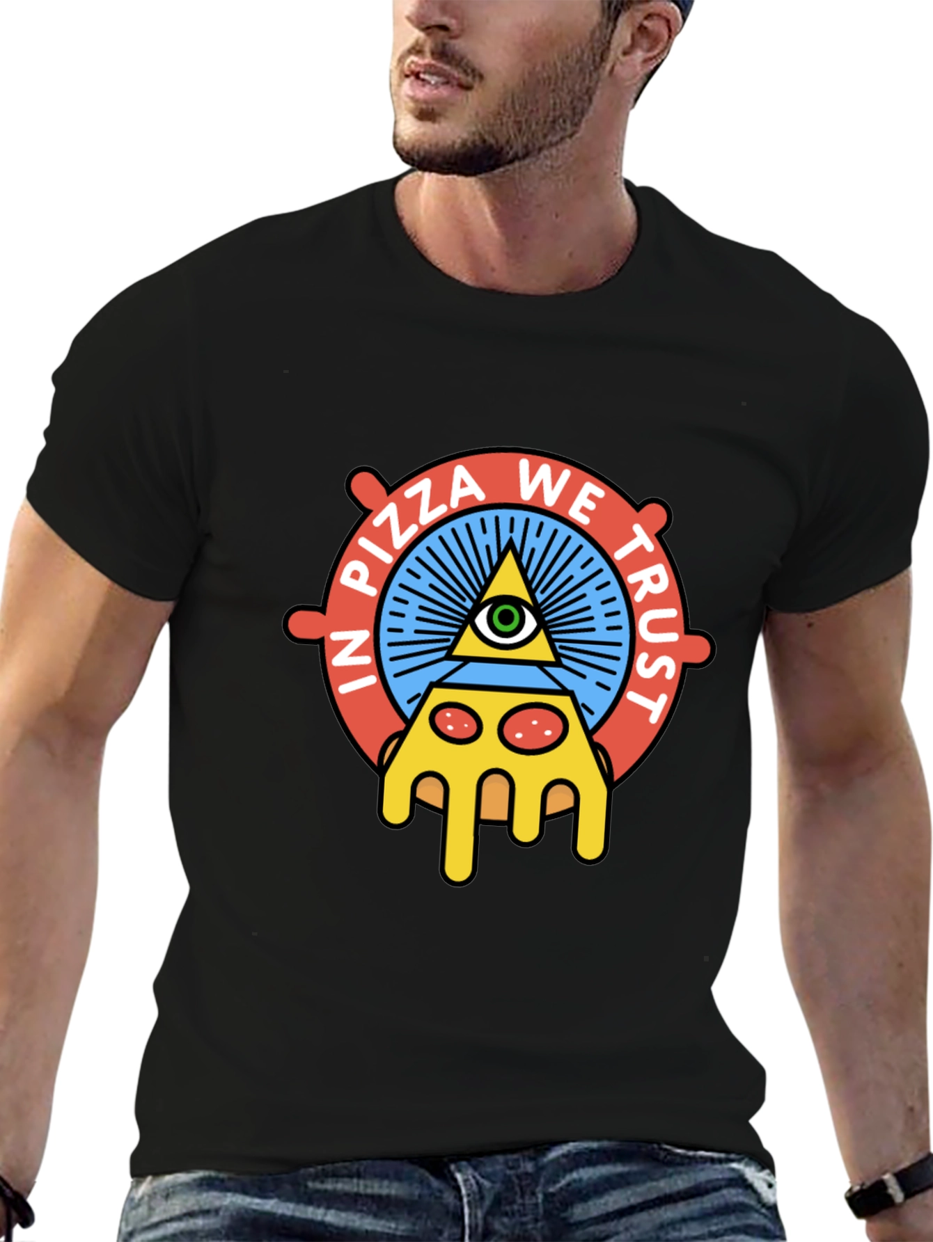 Pizza We Trust Graphic T-Shirt - Black Cotton Tee
