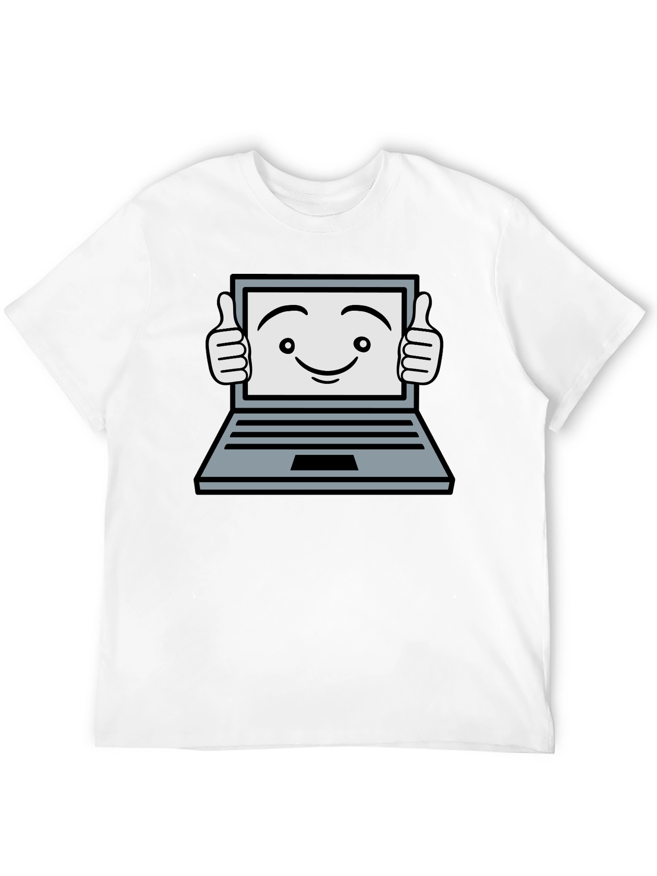 Funny Laptop Thumbs Up Graphic Black T-Shirt