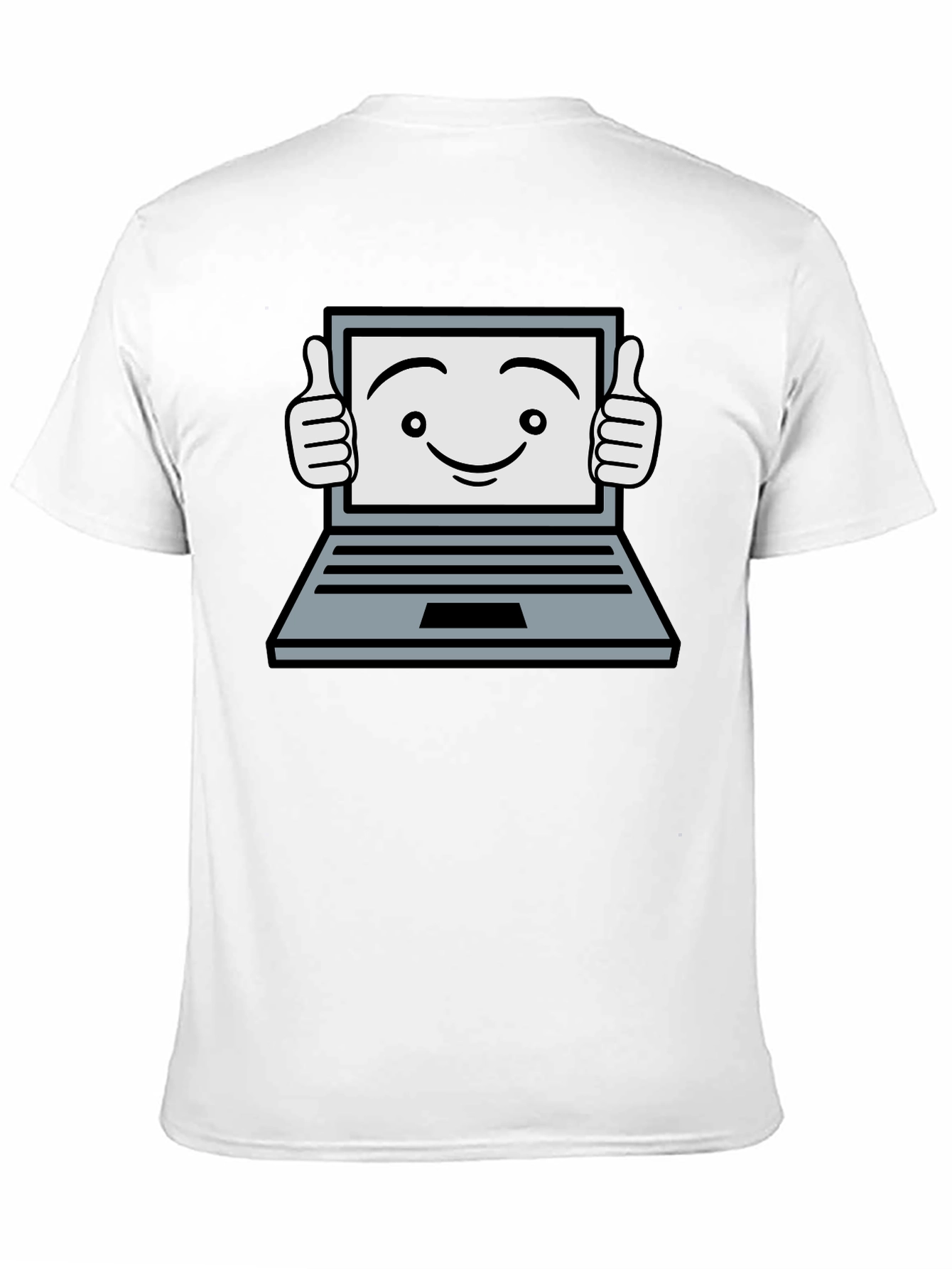 Funny Laptop Thumbs Up Graphic Black T-Shirt