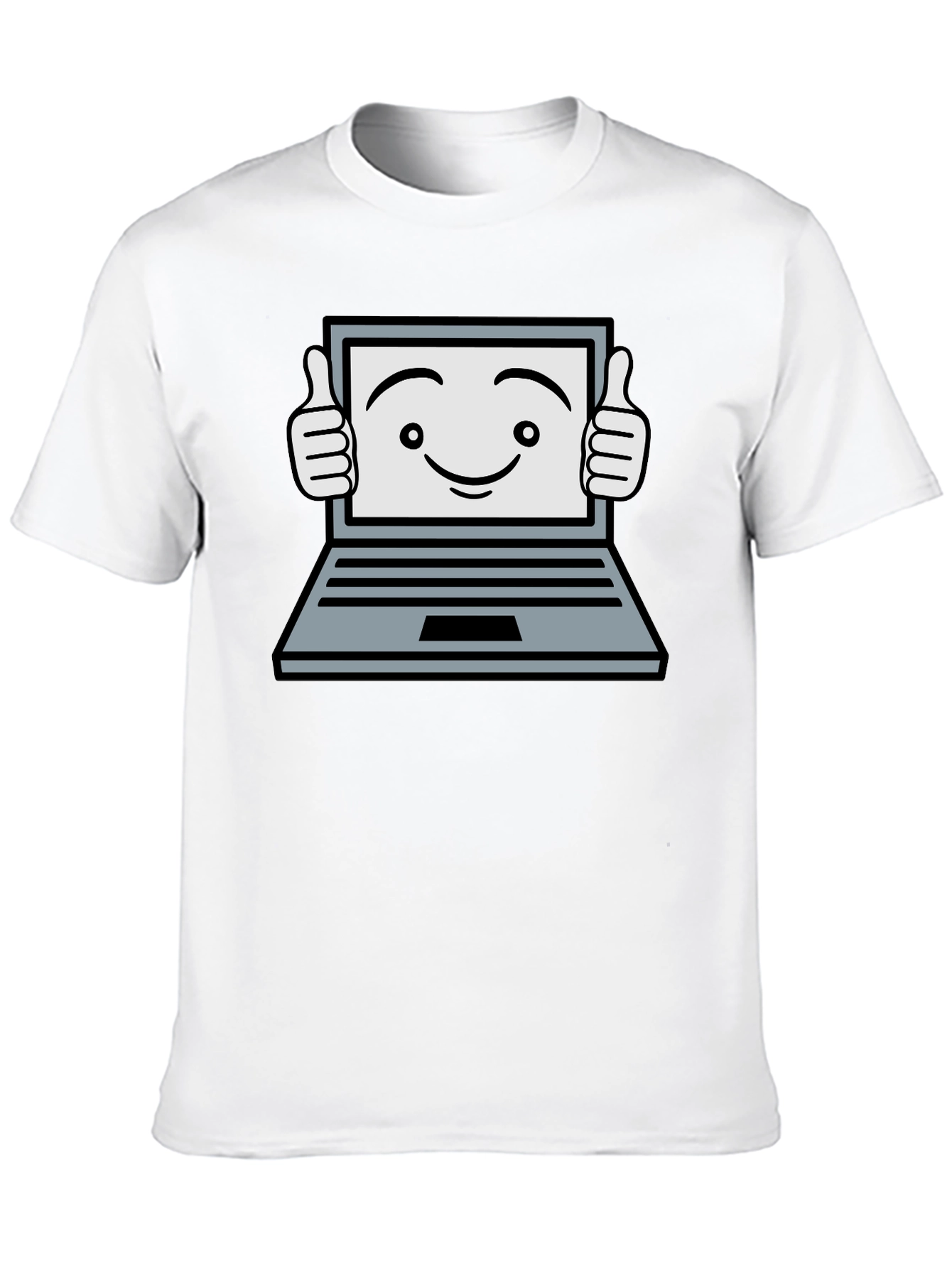 Funny Laptop Thumbs Up Graphic Black T-Shirt