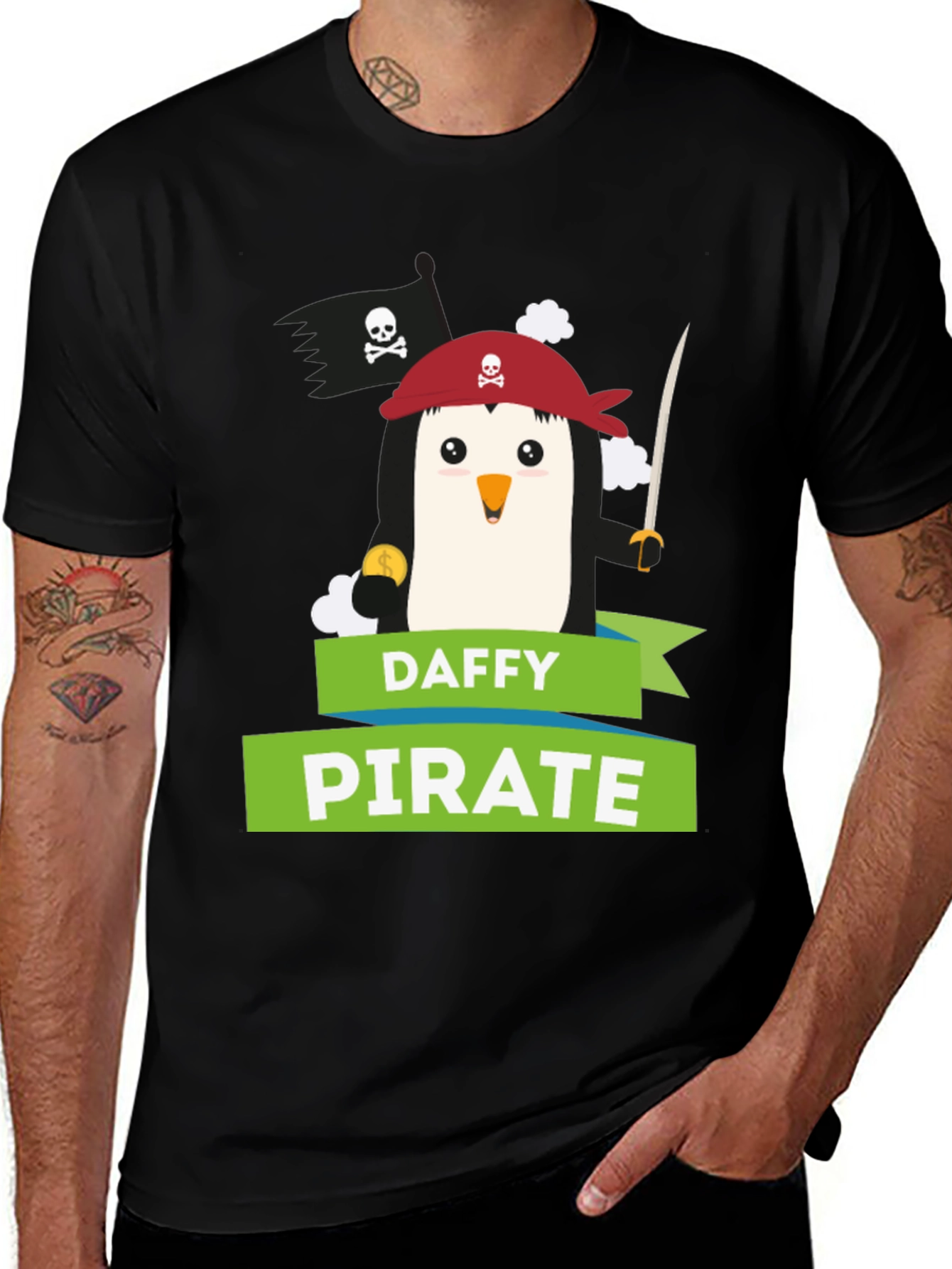 Daffy Pirate Penguin Graphic T-Shirt
