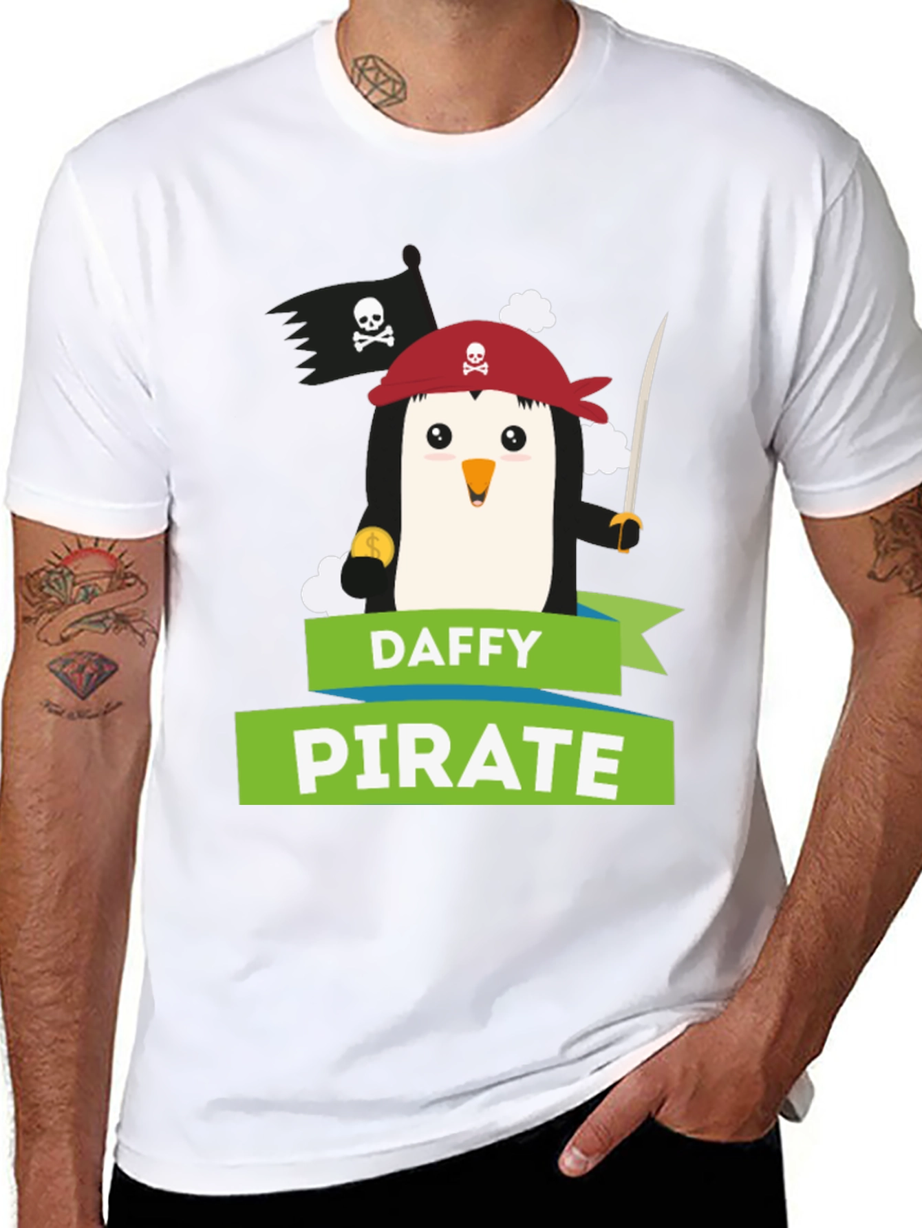 Daffy Pirate Penguin Graphic T-Shirt