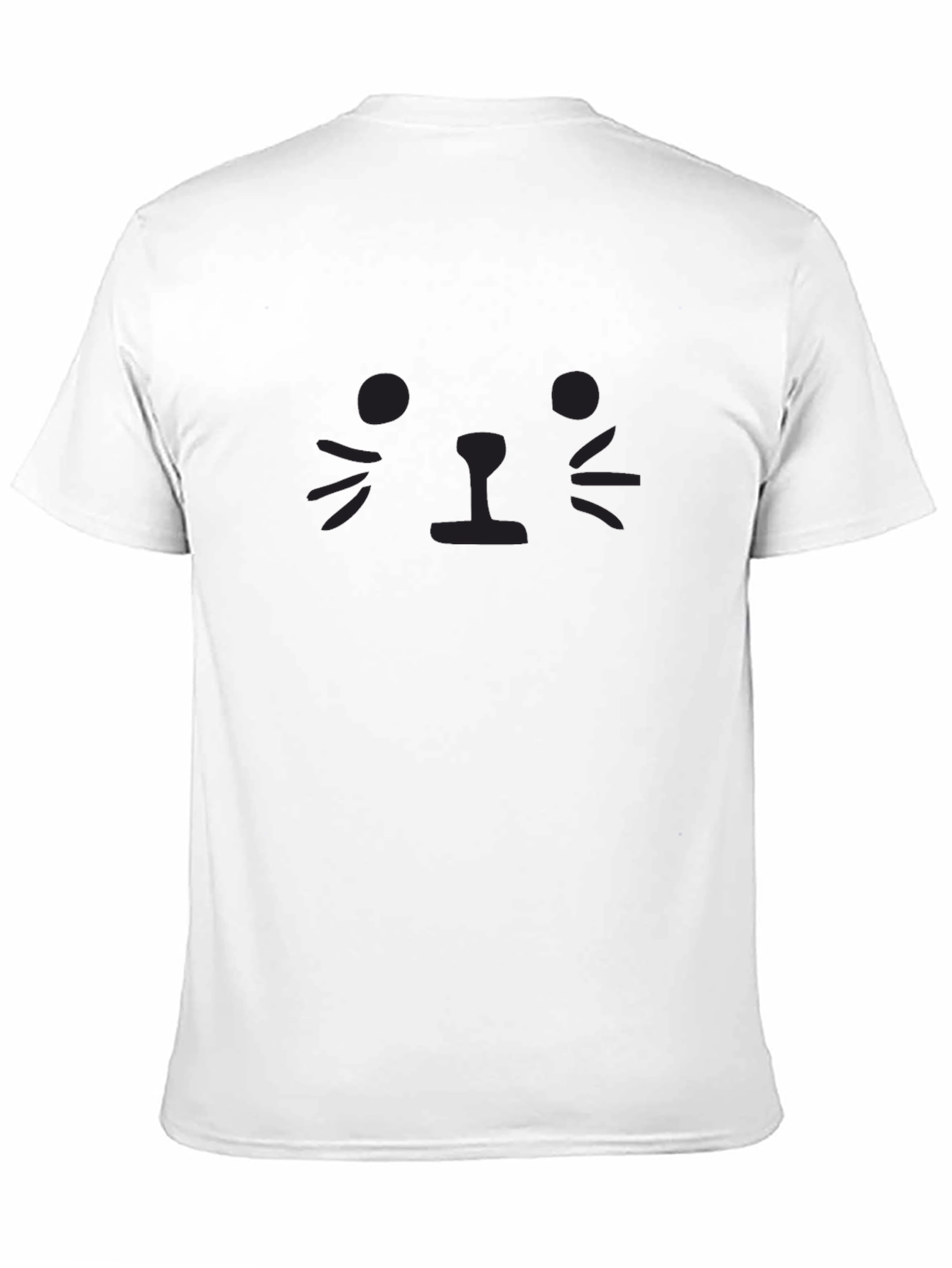 Minimalist Cat Face Graphic T-Shirt - Black