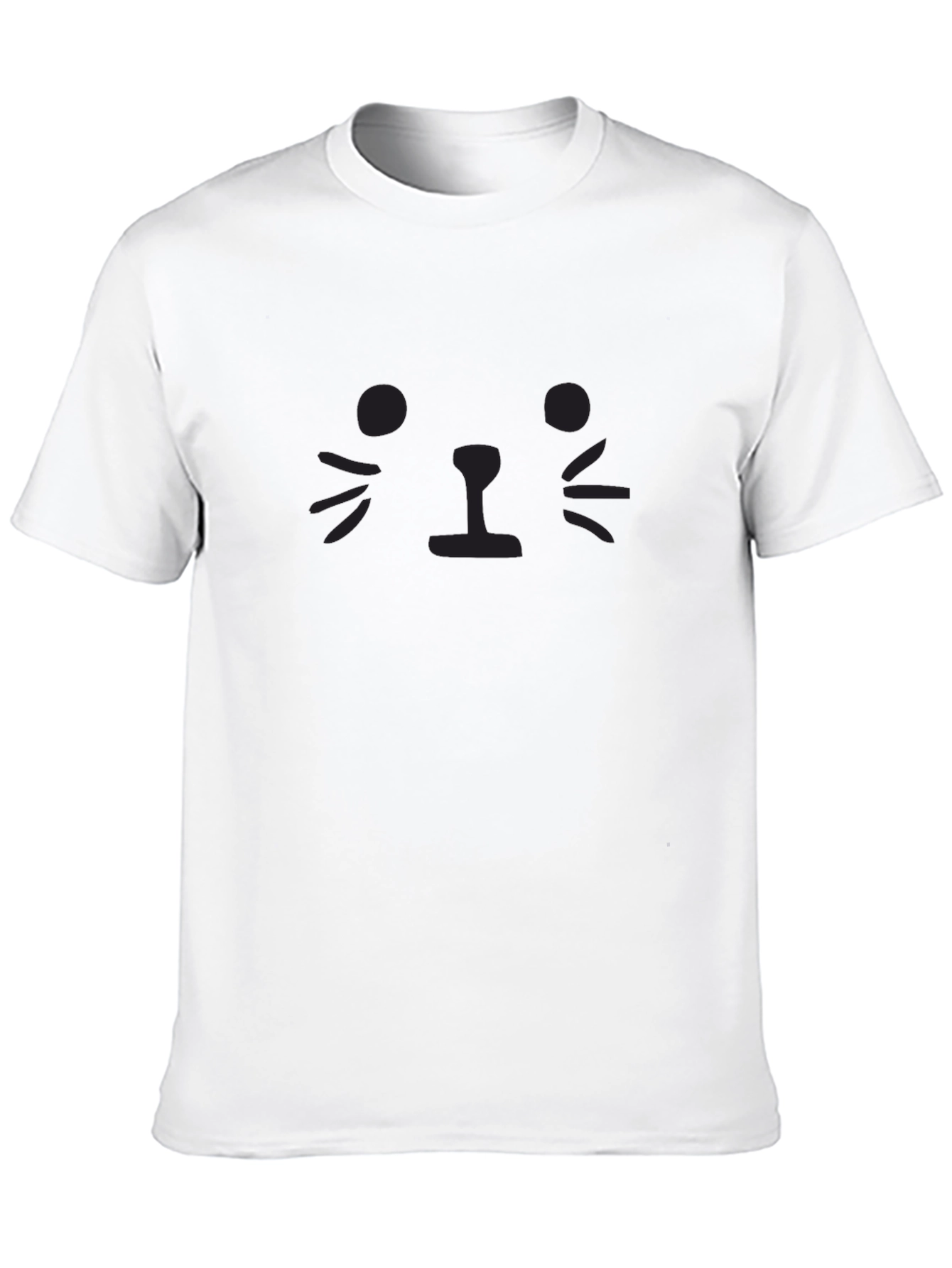 Minimalist Cat Face Graphic T-Shirt - Black