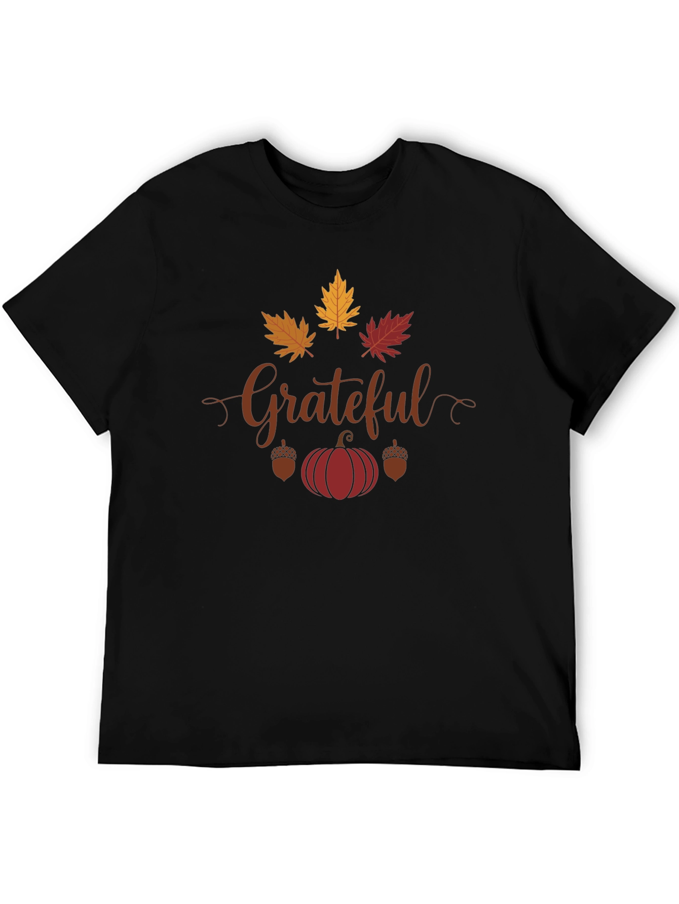 Grateful Fall Leaves Pumpkin T-Shirt