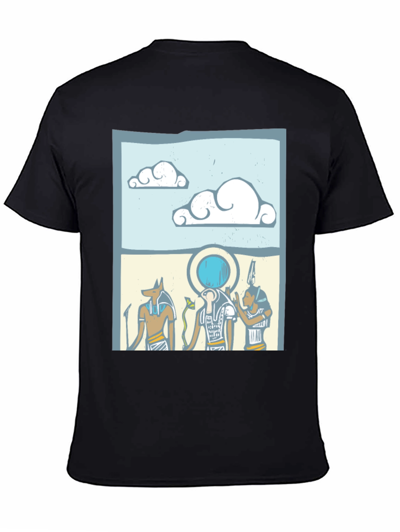 Egyptian Gods Graphic Print Black T-Shirt