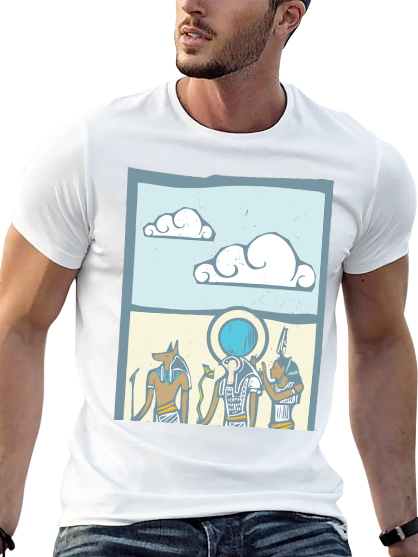 Egyptian Gods Graphic Print Black T-Shirt
