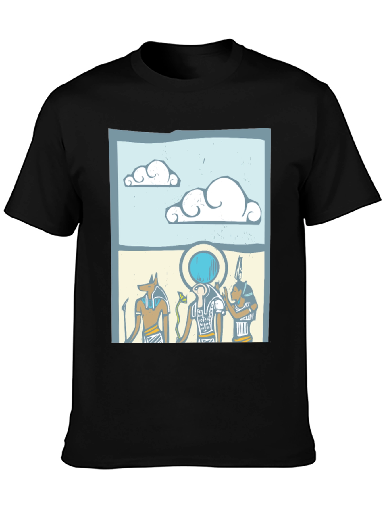 Egyptian Gods Graphic Print Black T-Shirt