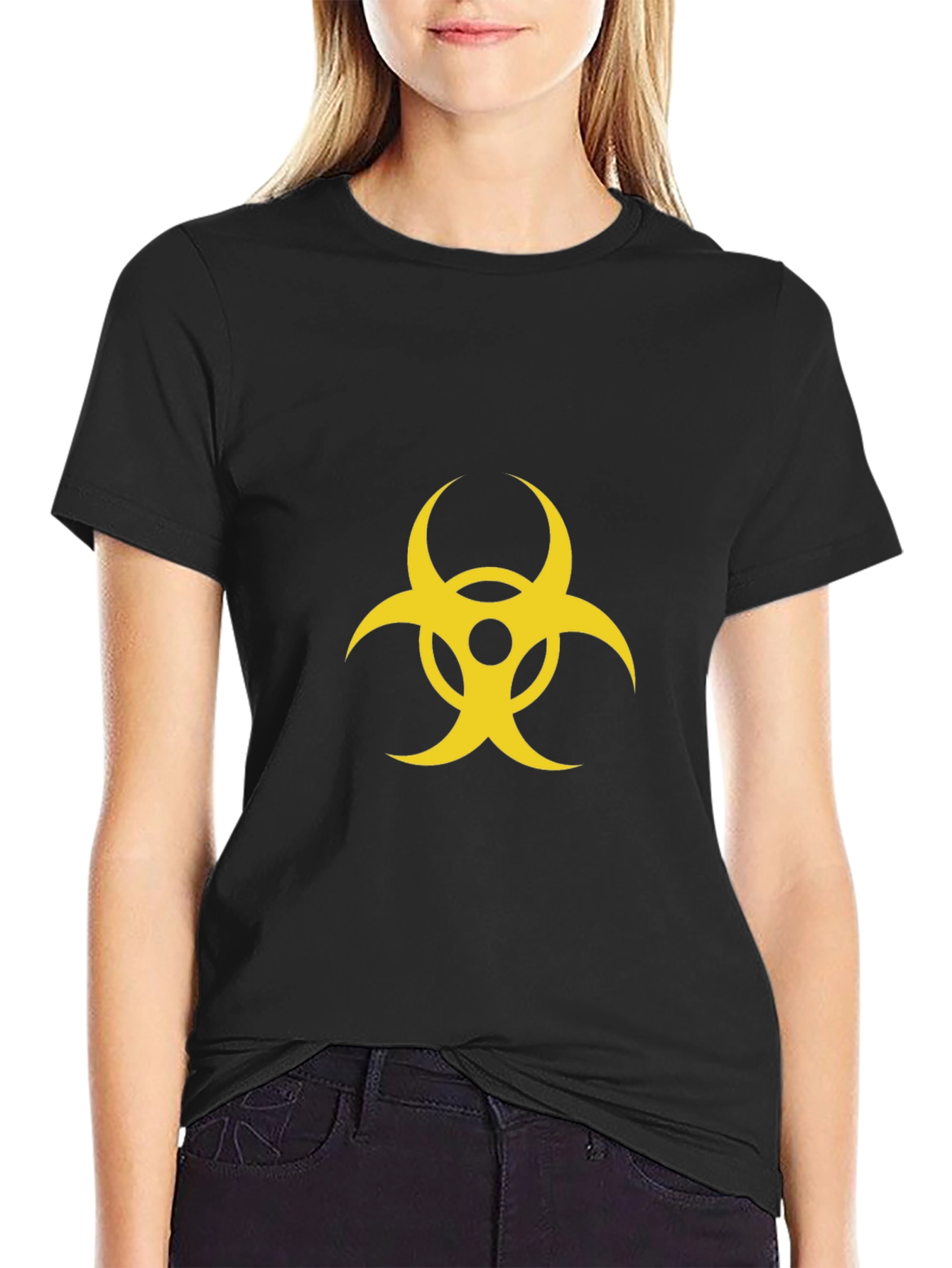 Biohazard Symbol Graphic Print Black T-Shirt
