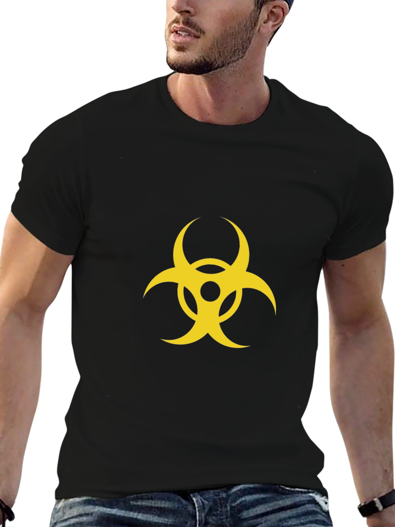Biohazard Symbol Graphic Print Black T-Shirt