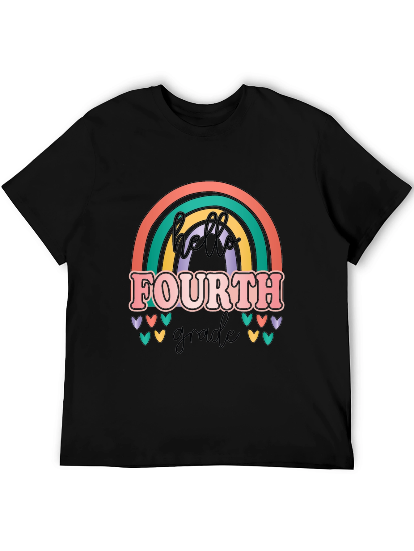 Hello Fourth Grade Rainbow T-Shirt