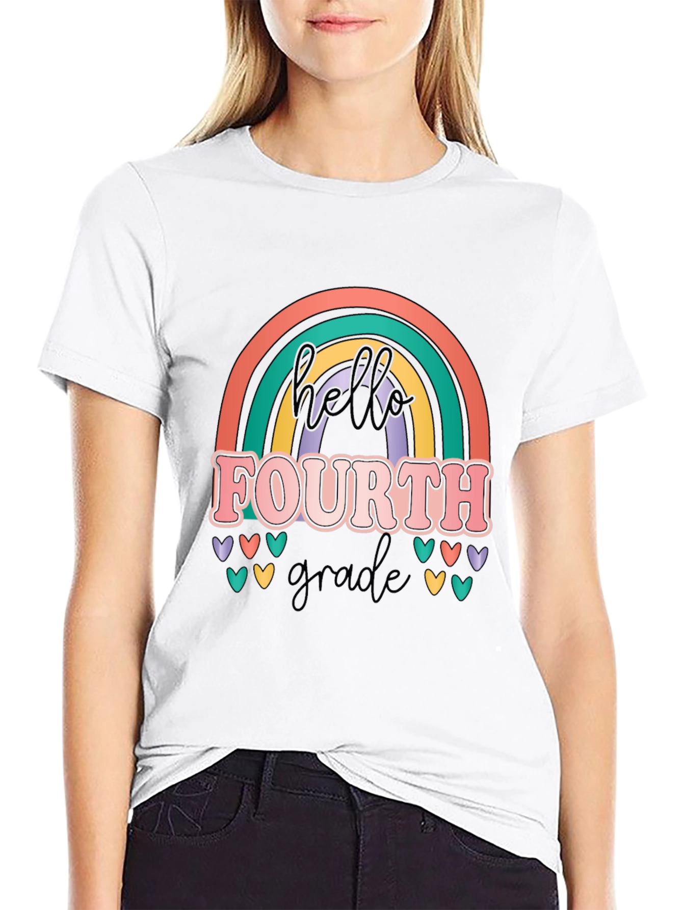 Hello Fourth Grade Rainbow T-Shirt