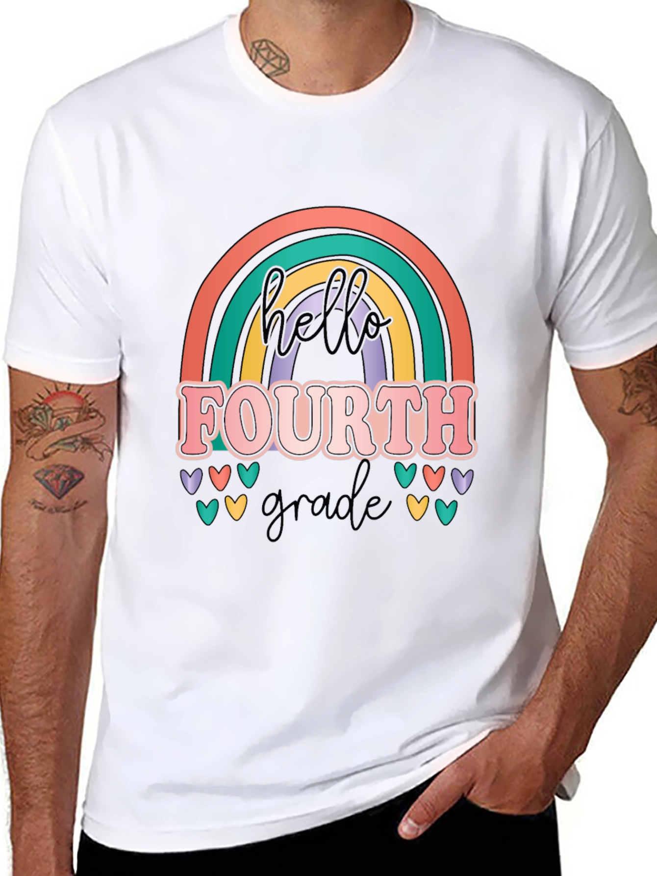 Hello Fourth Grade Rainbow T-Shirt