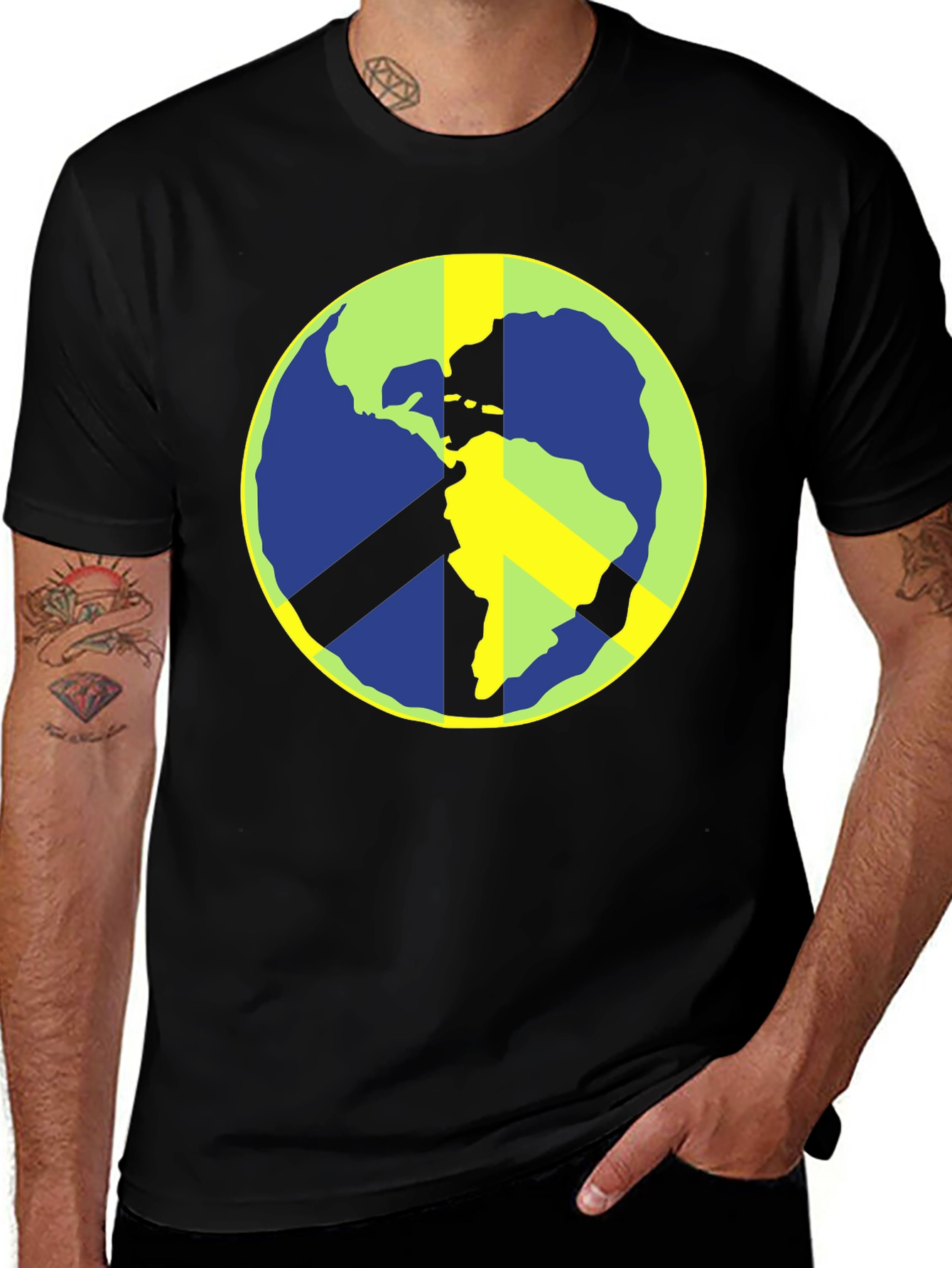 Peace Earth Graphic T-Shirt - Black