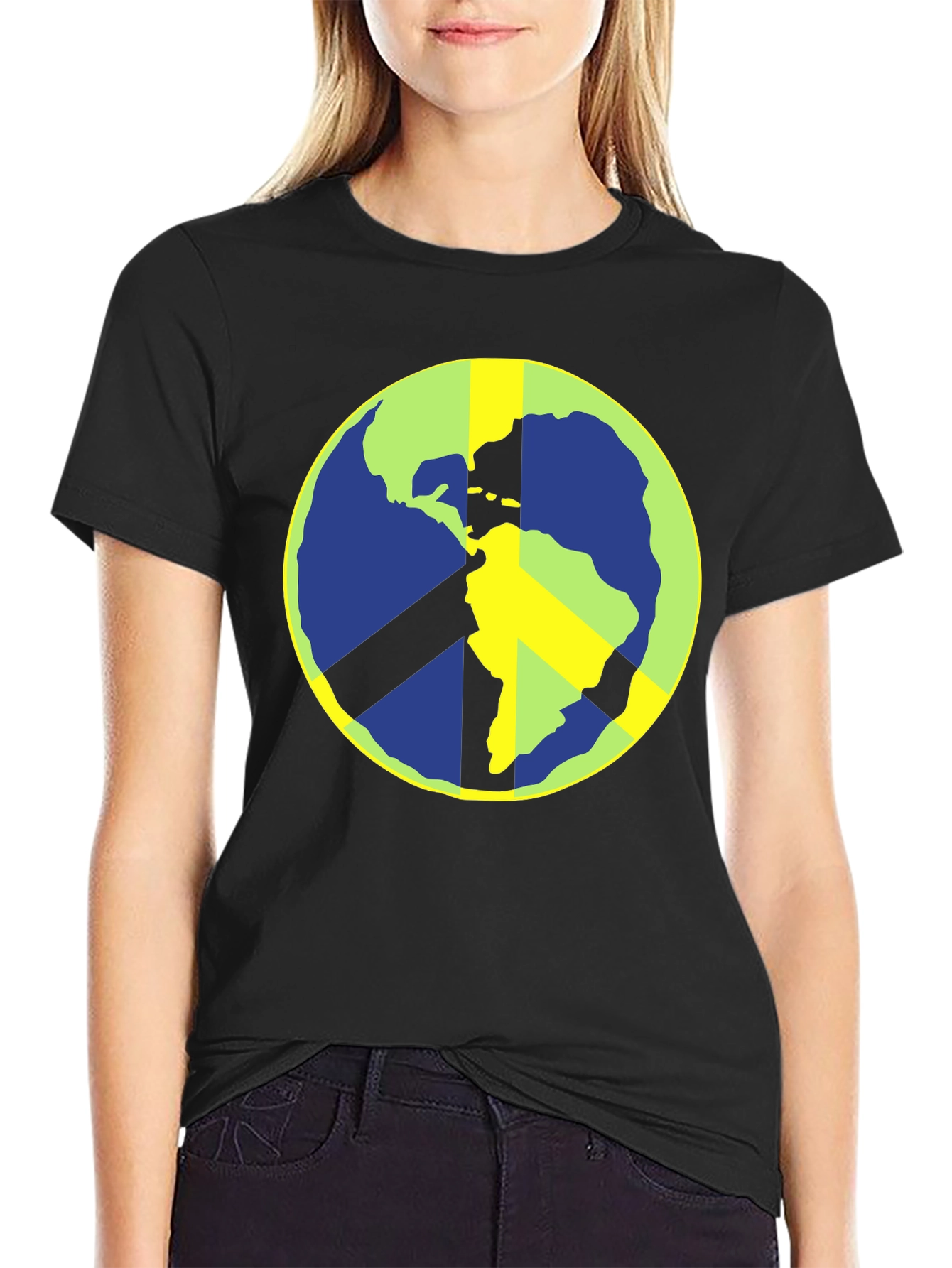 Peace Earth Graphic T-Shirt - Black
