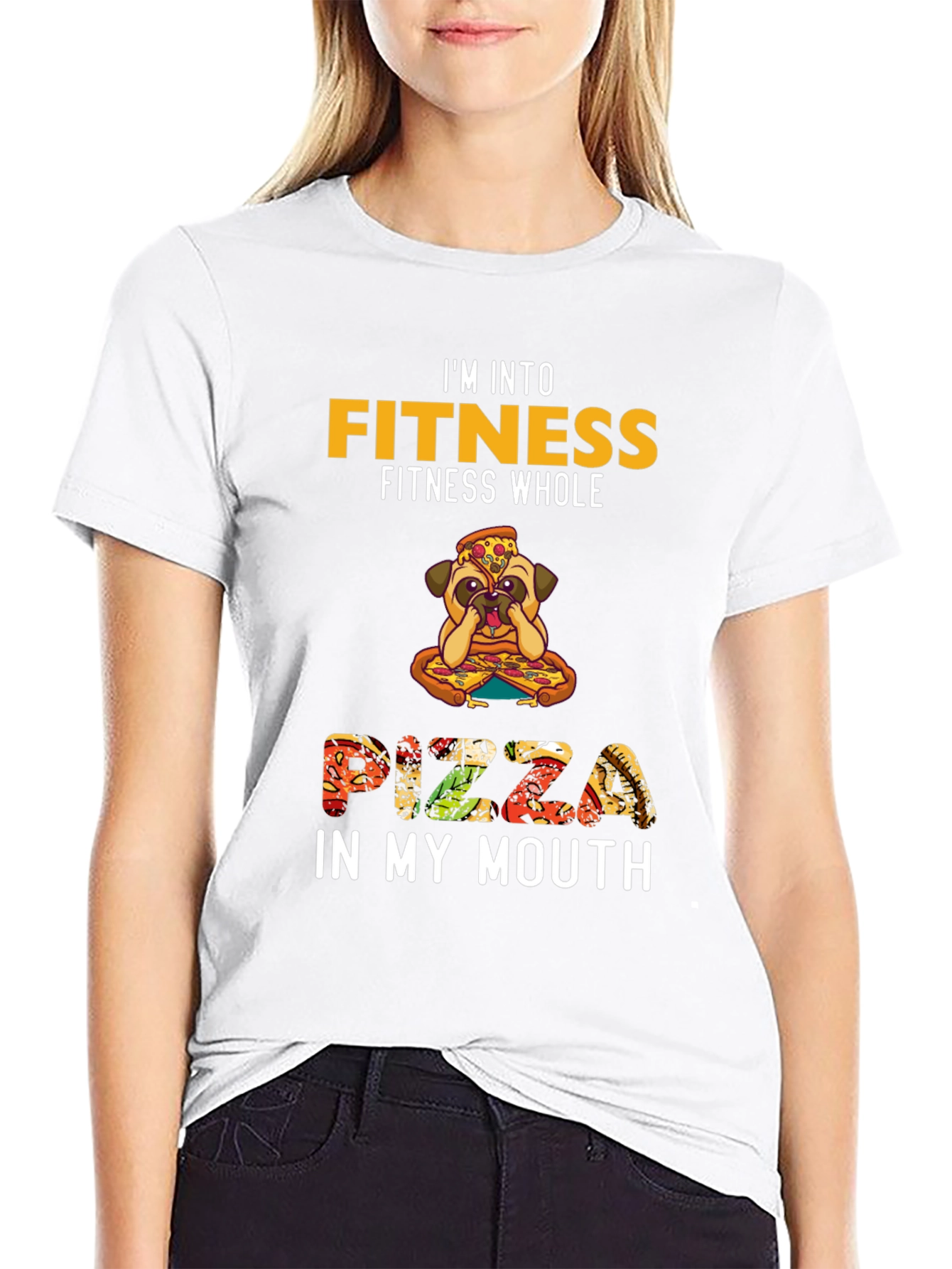 Fitness Pizza Pug Funny Graphic Tee