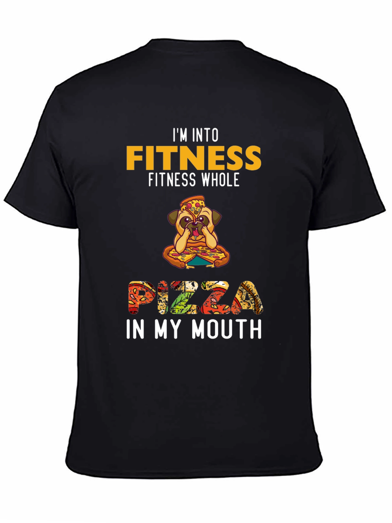 Fitness Pizza Pug Funny Graphic Tee