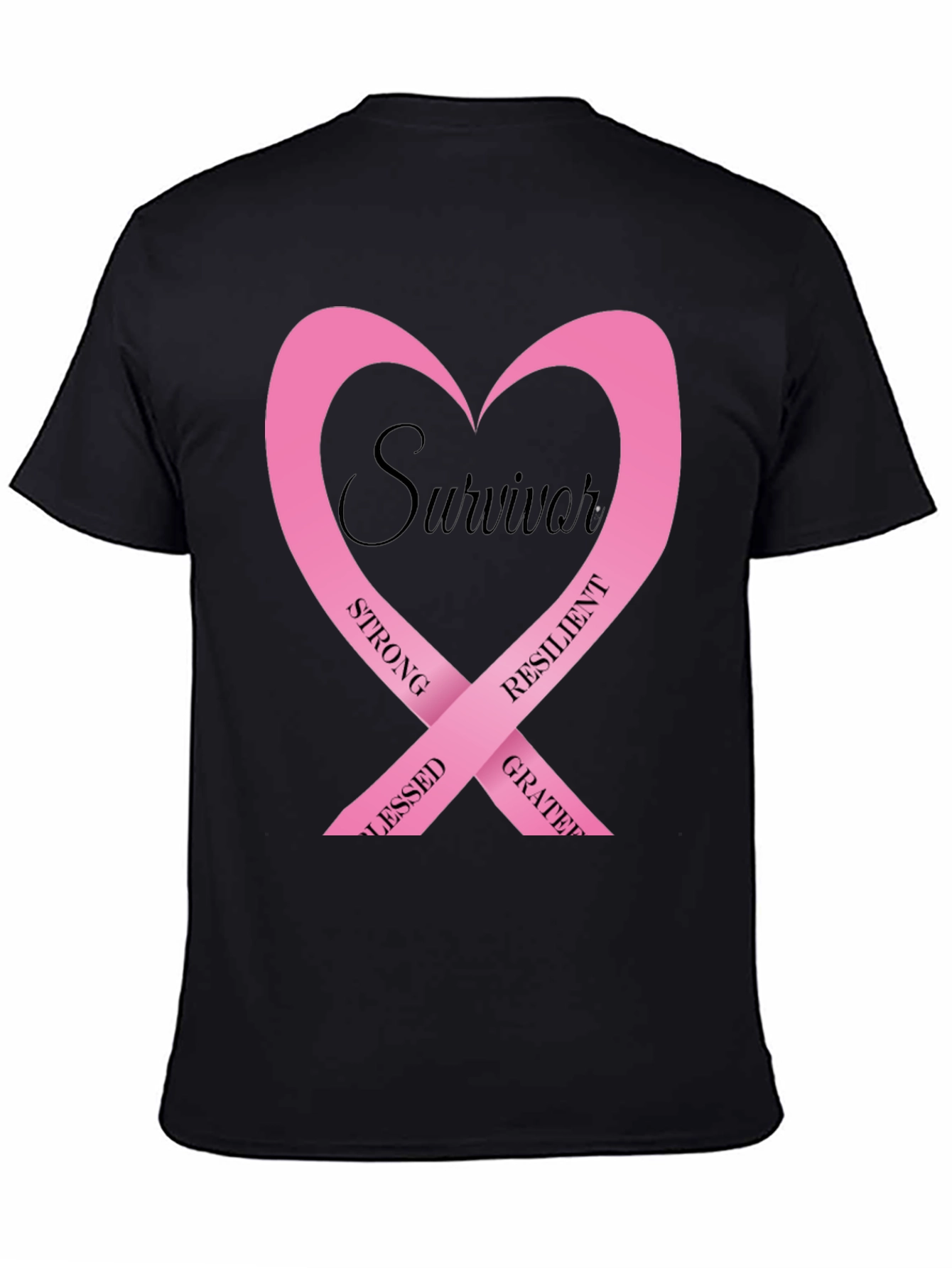 Survivor Pink Ribbon Heart Graphic T-Shirt