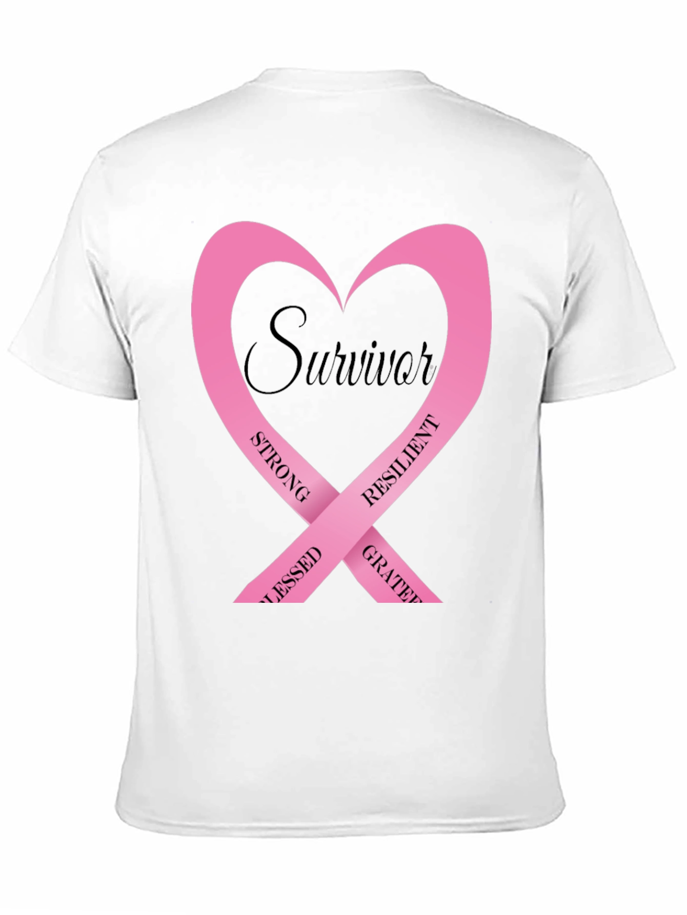 Survivor Pink Ribbon Heart Graphic T-Shirt